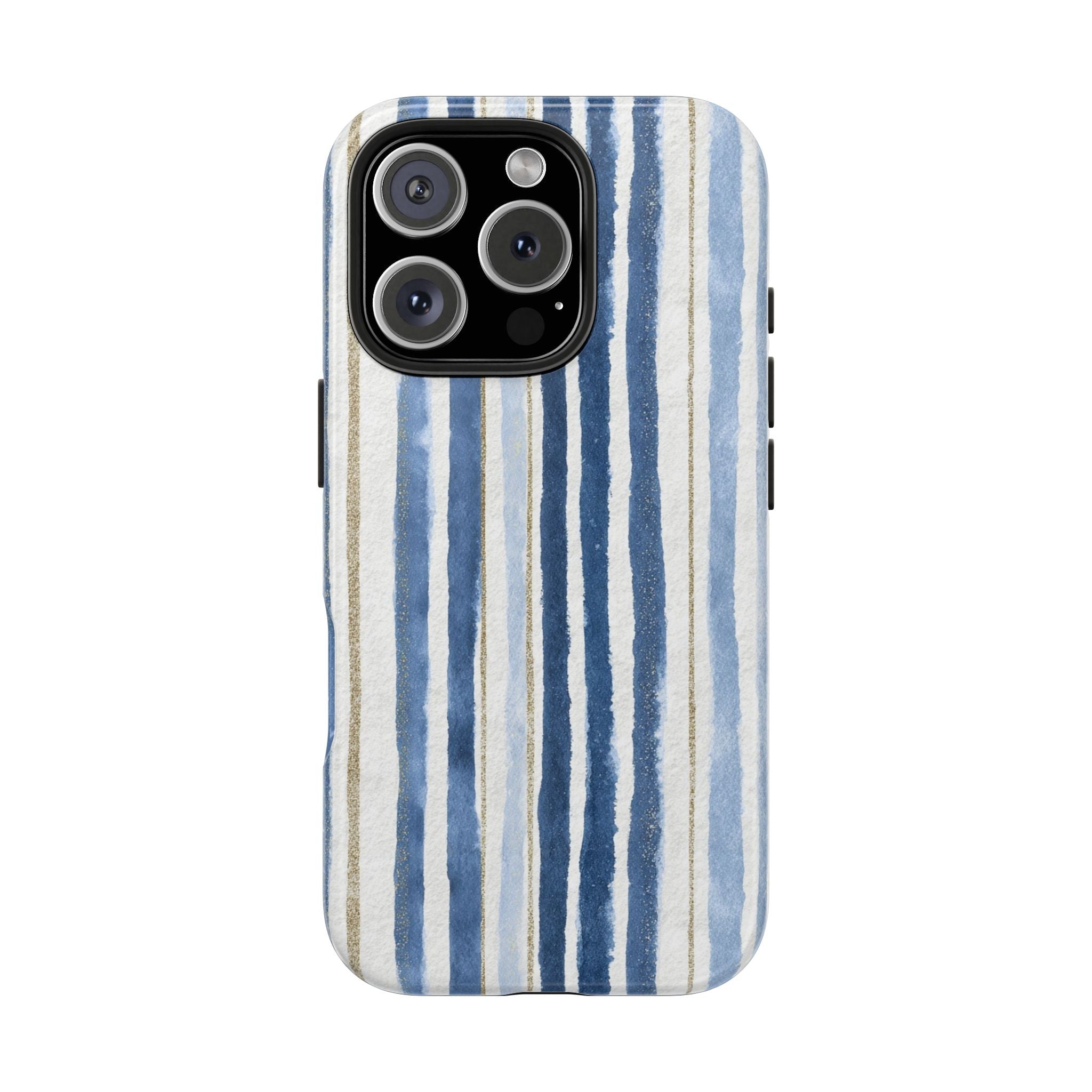Blue Nautical Watercolor Vertical Stripes