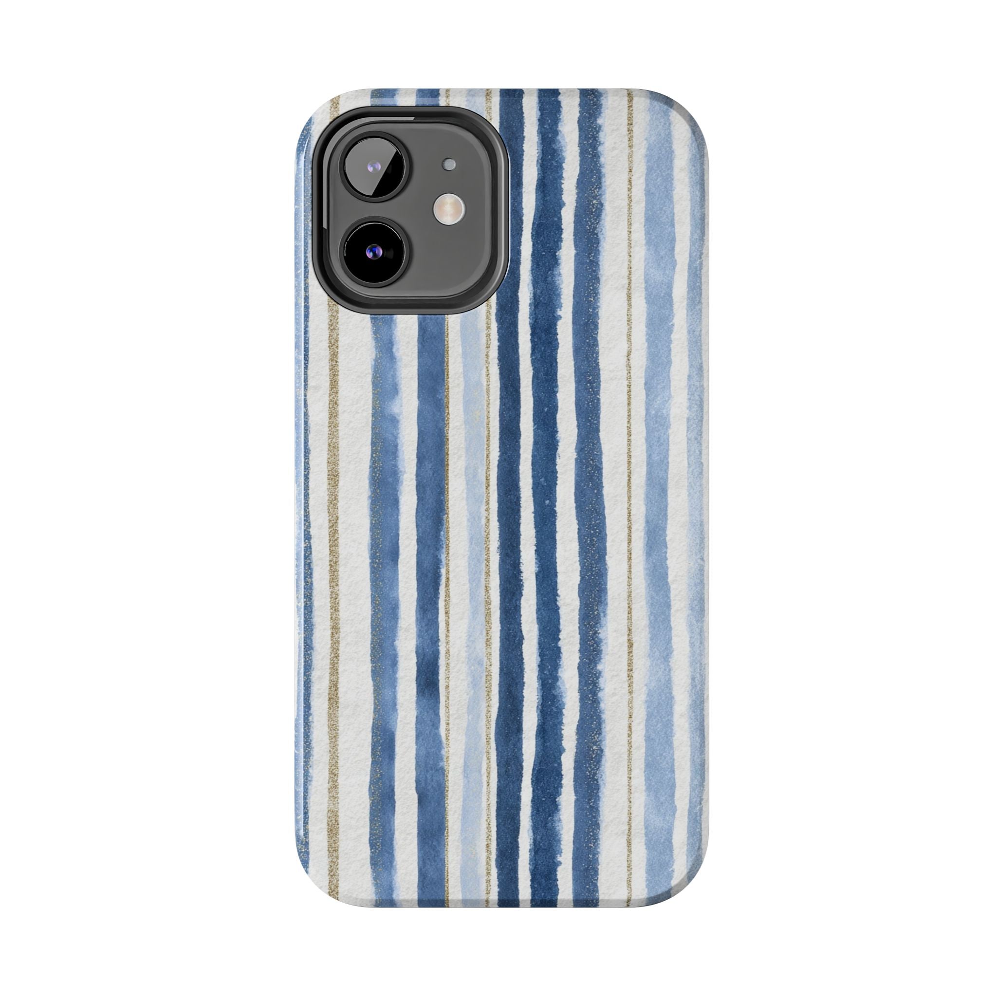 Blue Nautical Watercolor Vertical Stripes