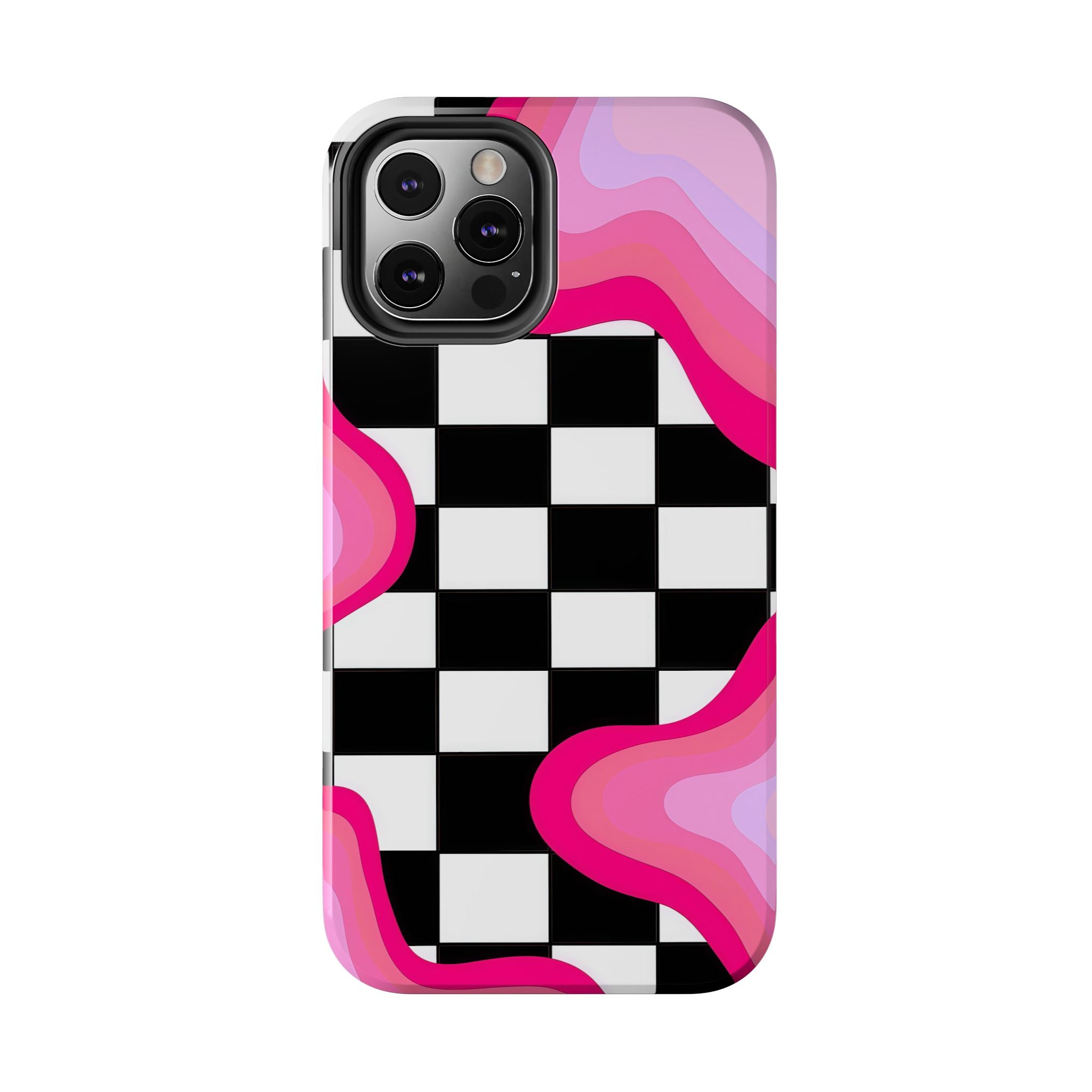 Checkered Pink Retro Wavy