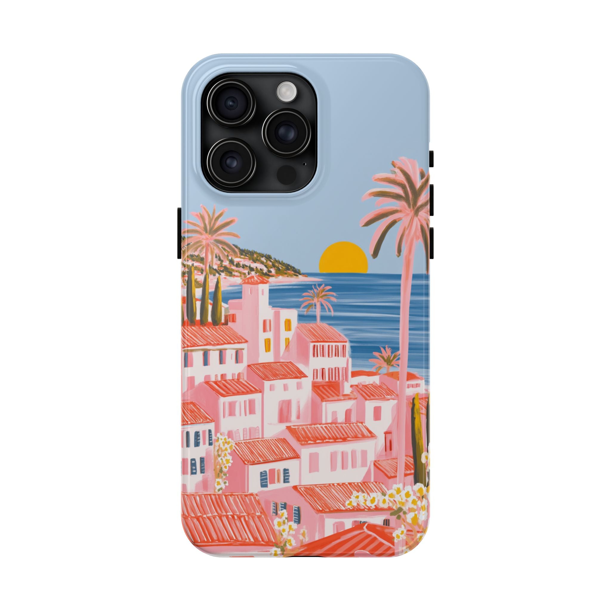 Pink Coastal Sunset Town