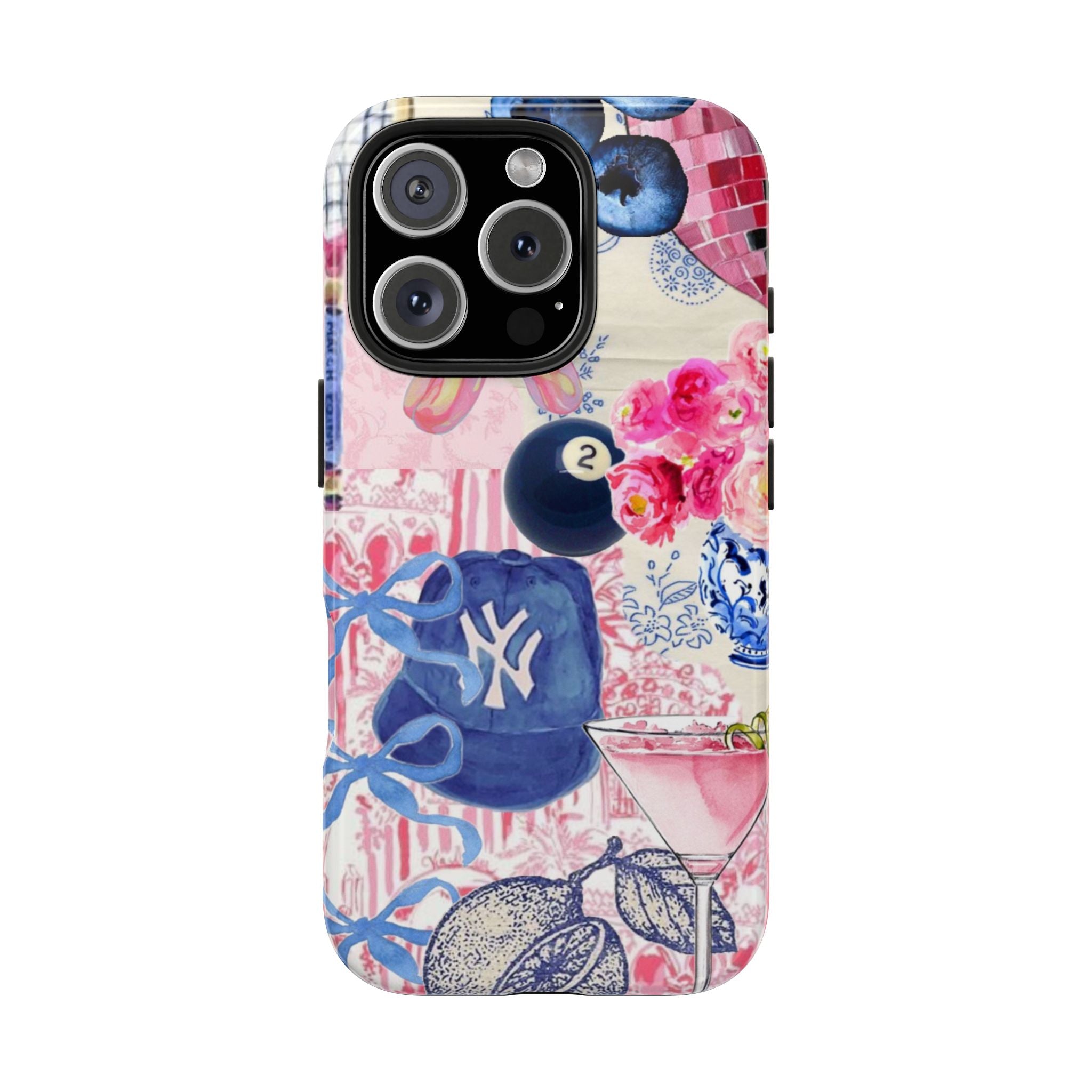 Pink Collage NY Cap, Martini & 8 Ball