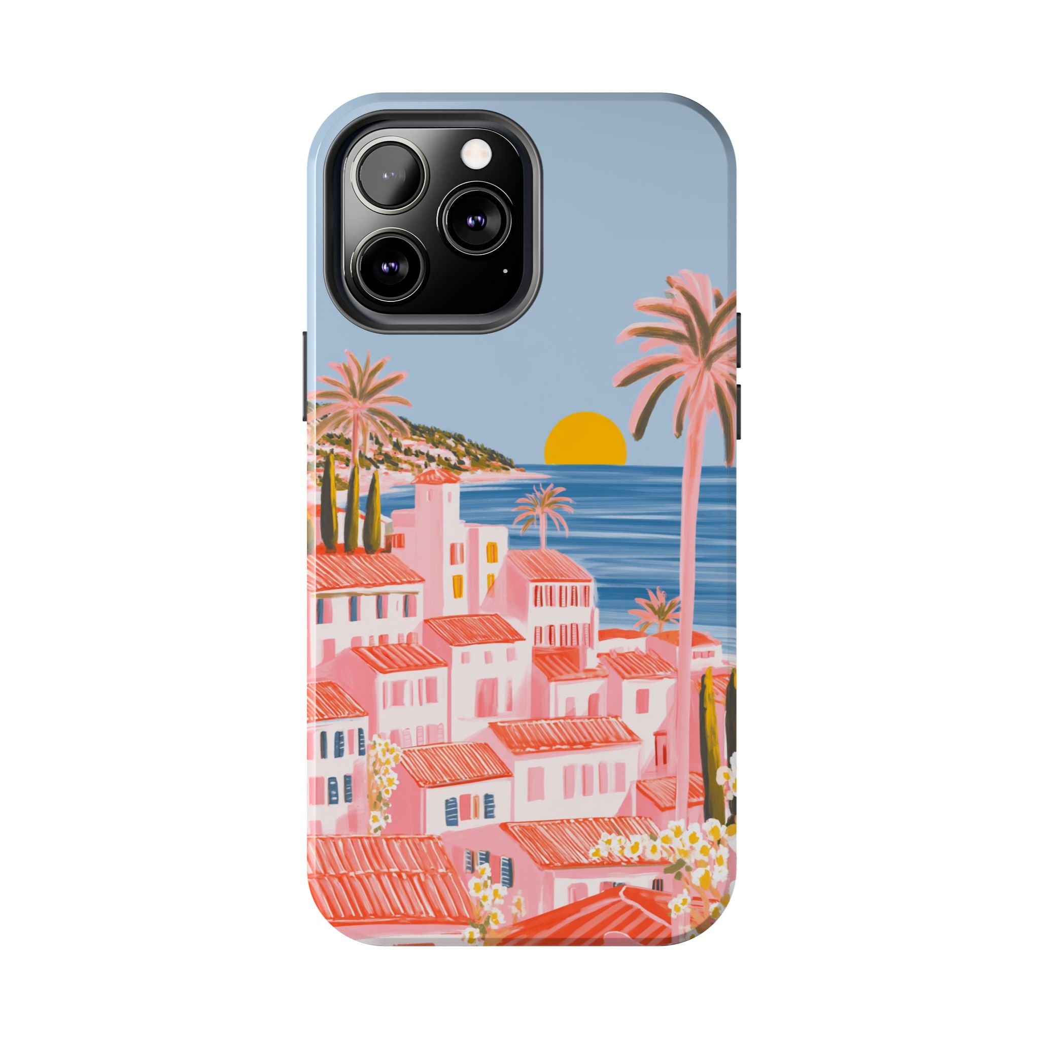 Pink Coastal Sunset Town