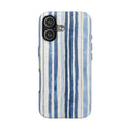 Blue Nautical Watercolor Vertical Stripes