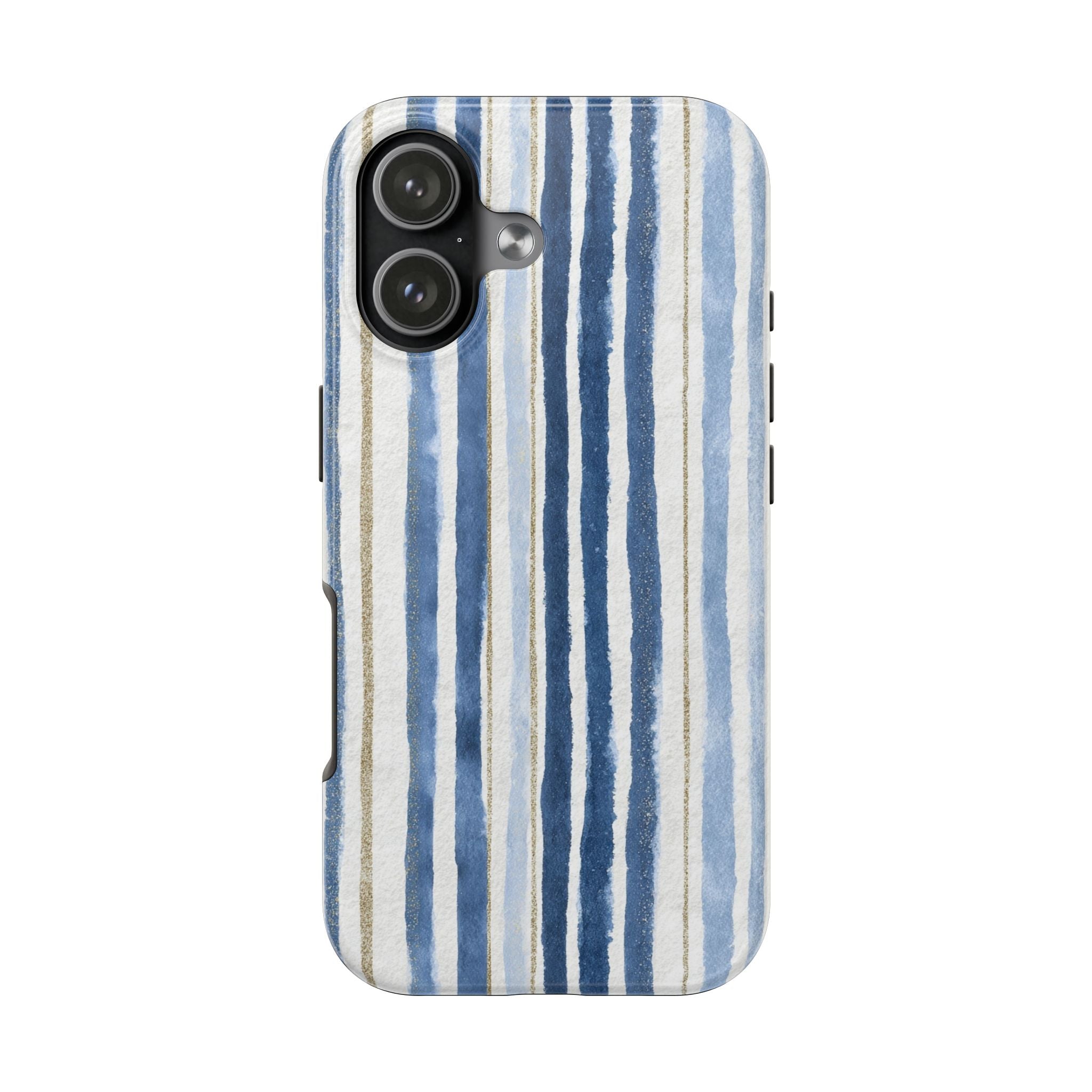 Blue Nautical Watercolor Vertical Stripes