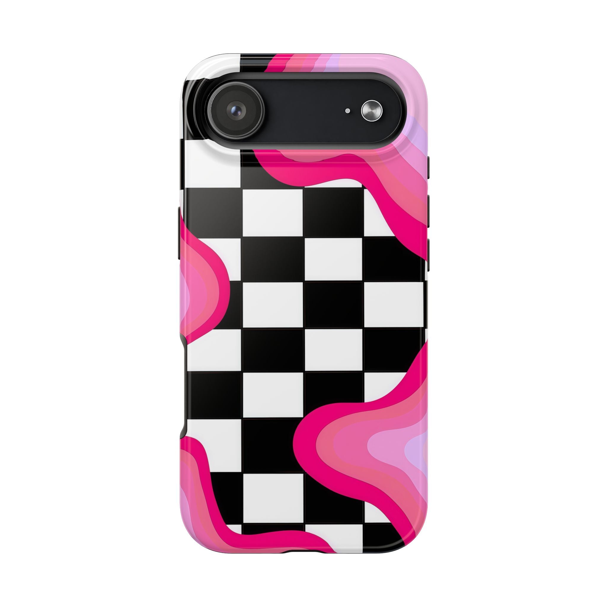 Checkered Pink Retro Wavy