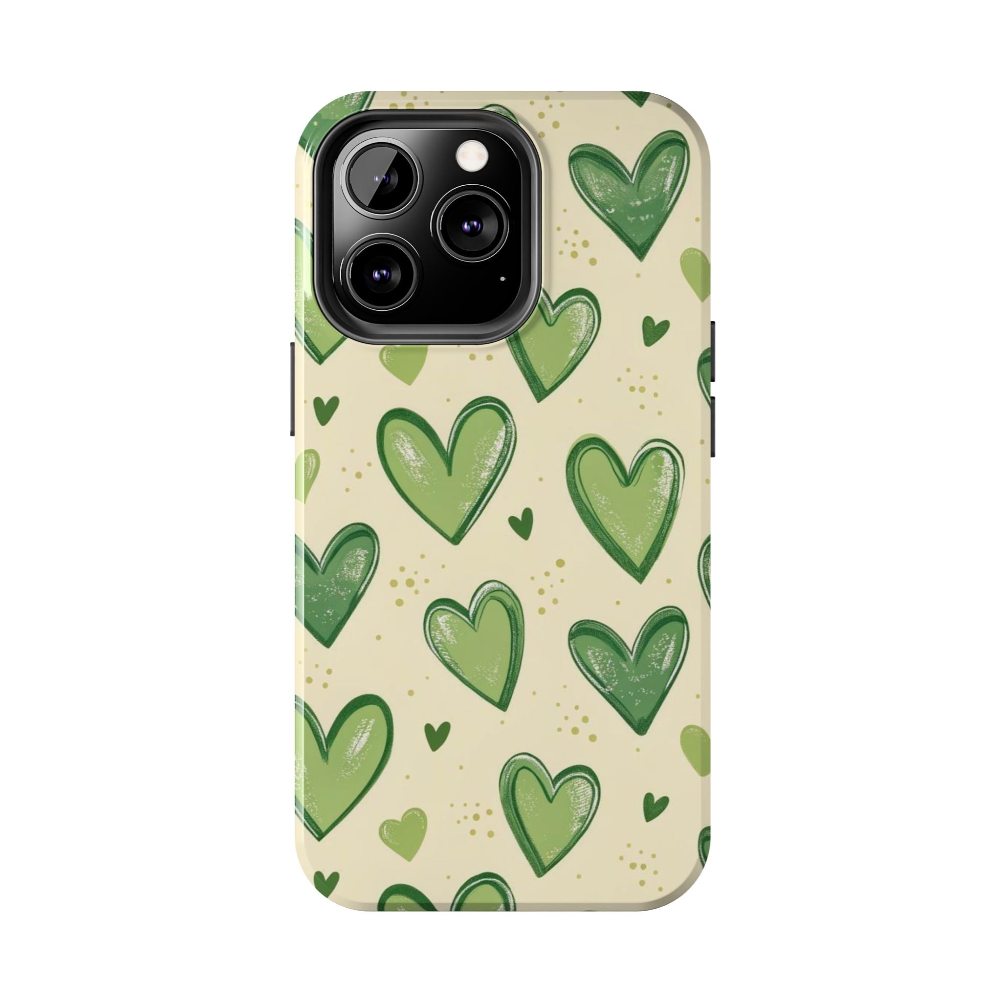 Cute Hand-Drawn Green Hearts