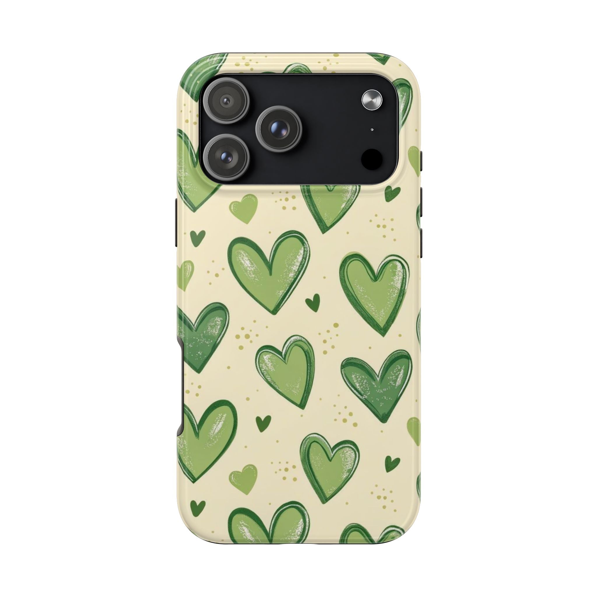 Cute Hand-Drawn Green Hearts