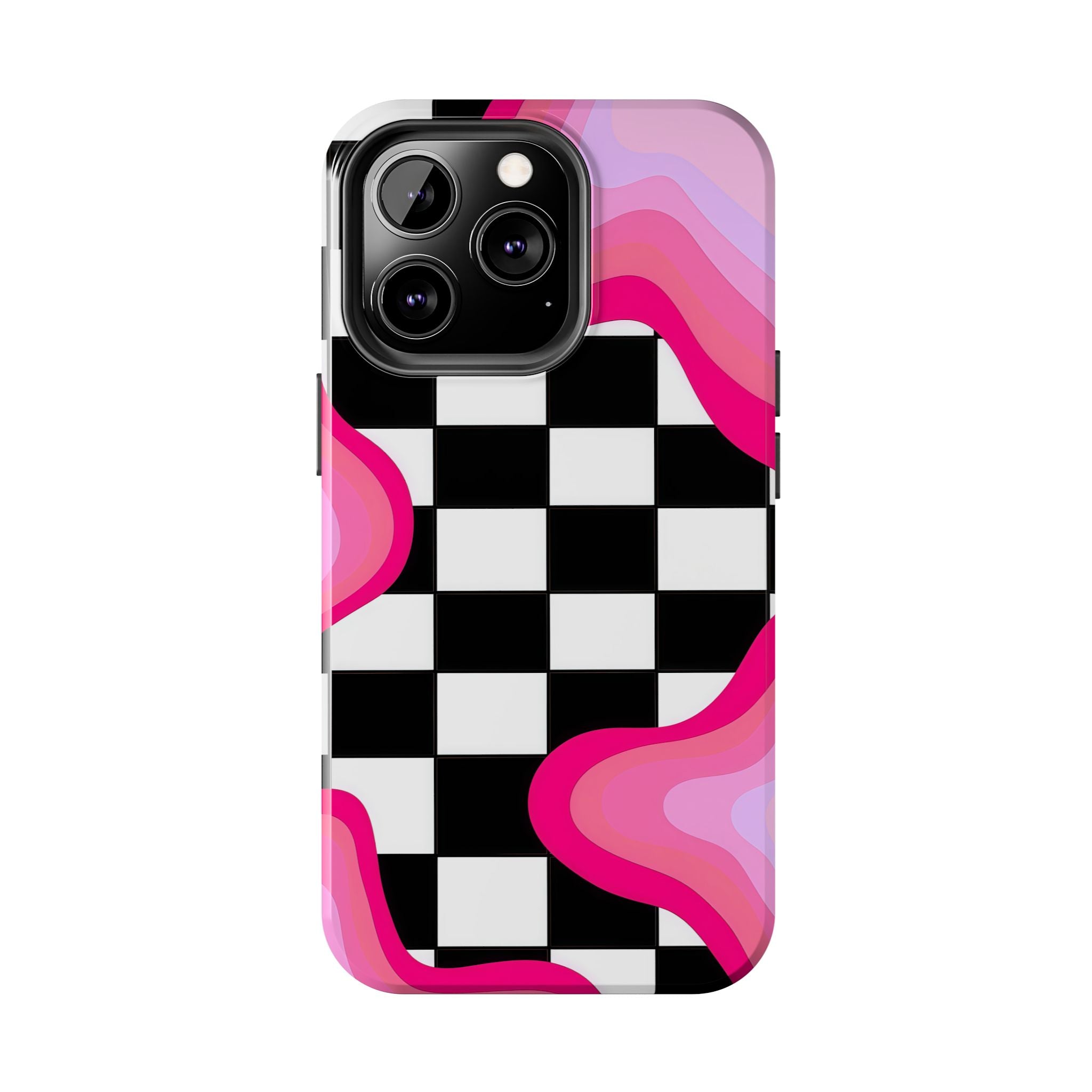 Checkered Pink Retro Wavy