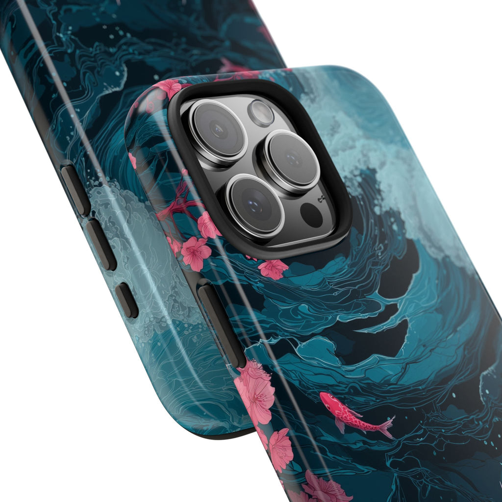 Pink Koi & Ocean Wave