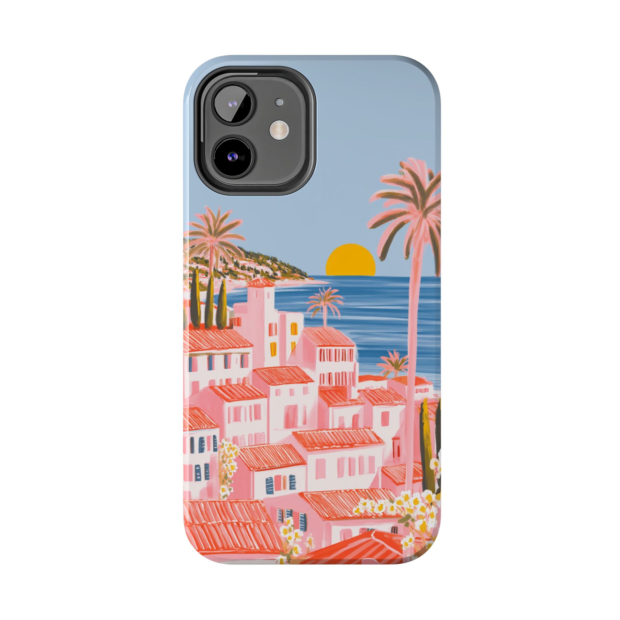 Pink Coastal Sunset Town