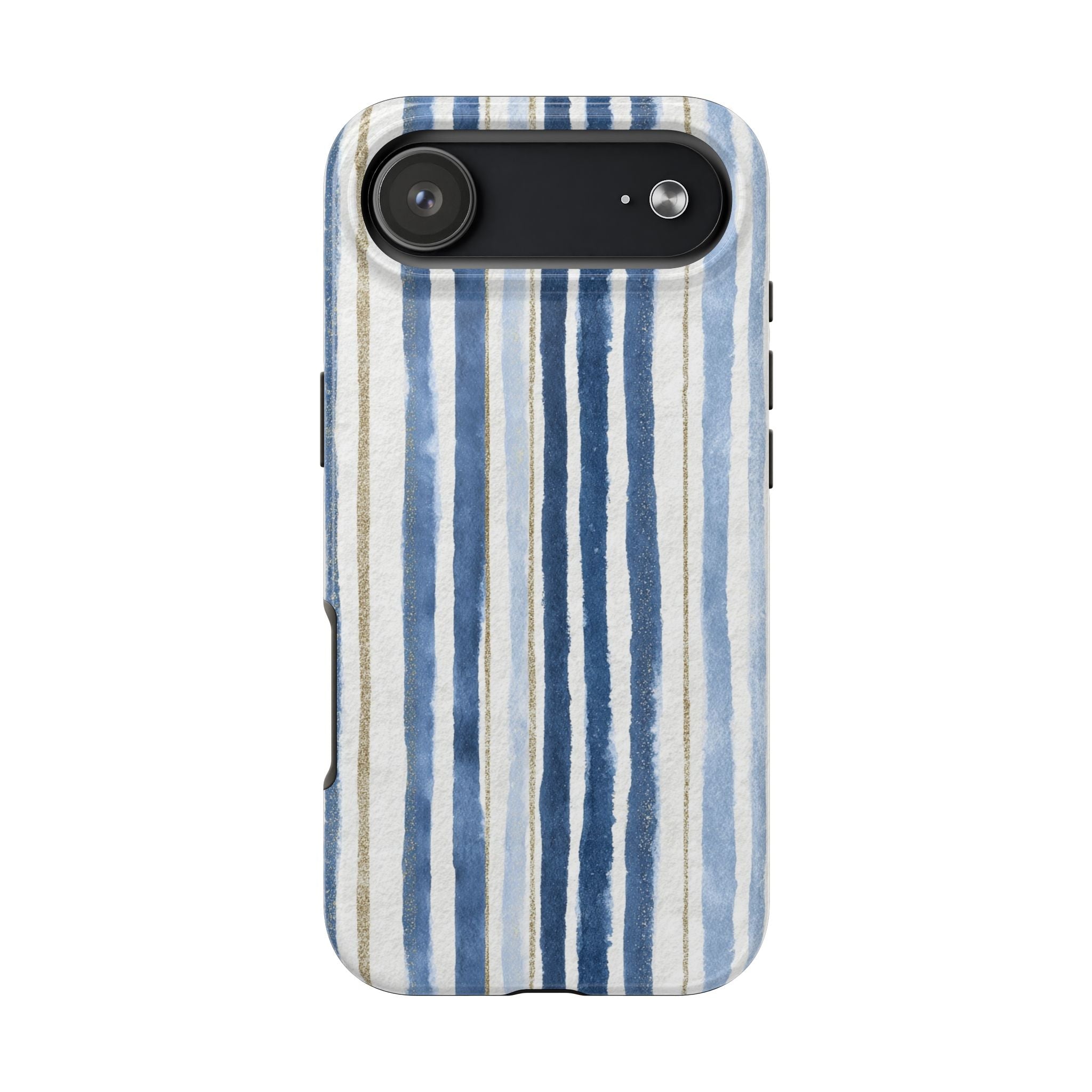 Blue Nautical Watercolor Vertical Stripes