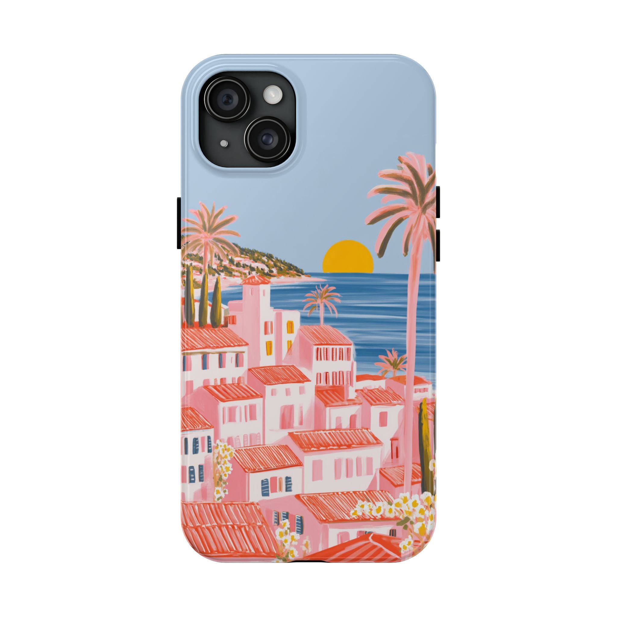 Pink Coastal Sunset Town