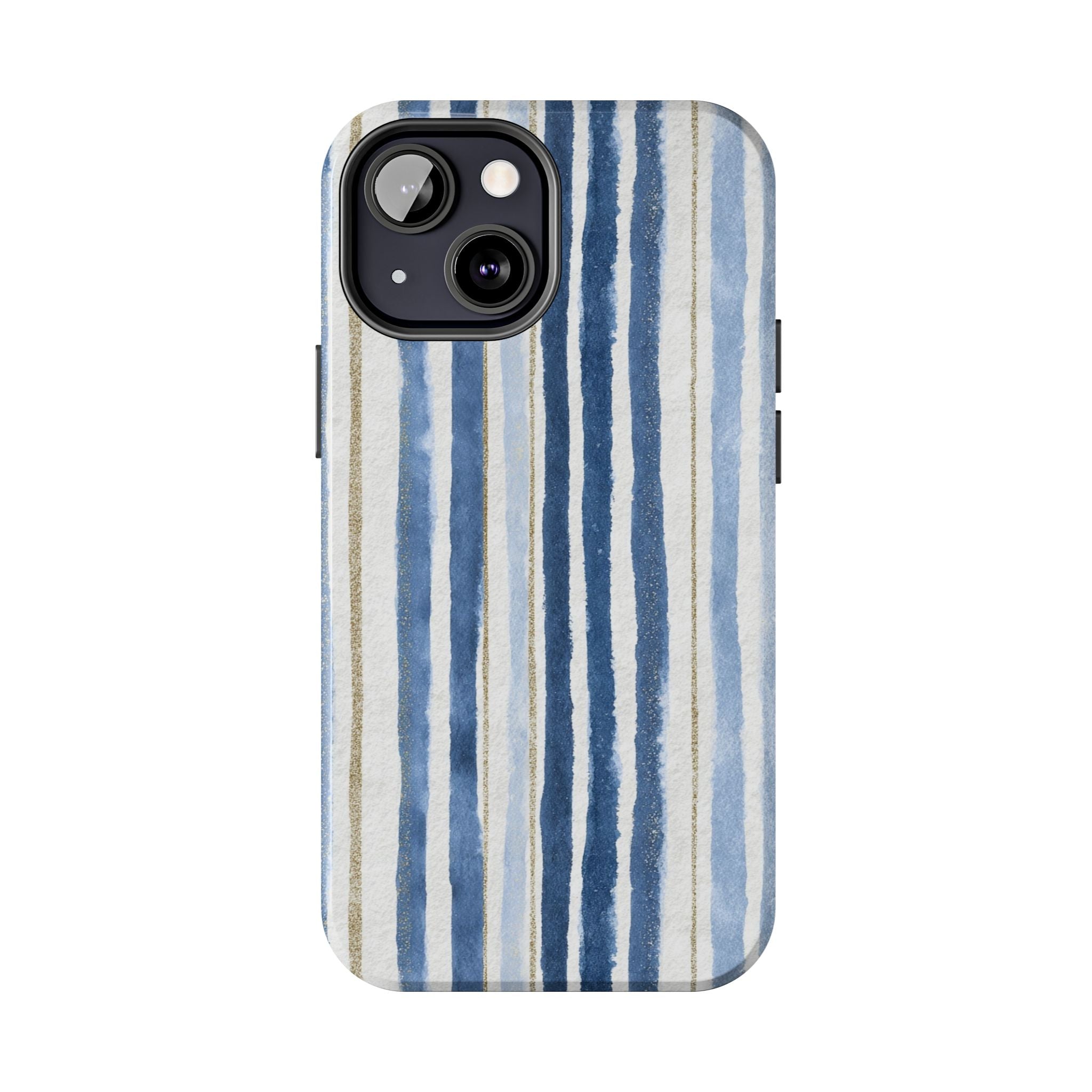 Blue Nautical Watercolor Vertical Stripes
