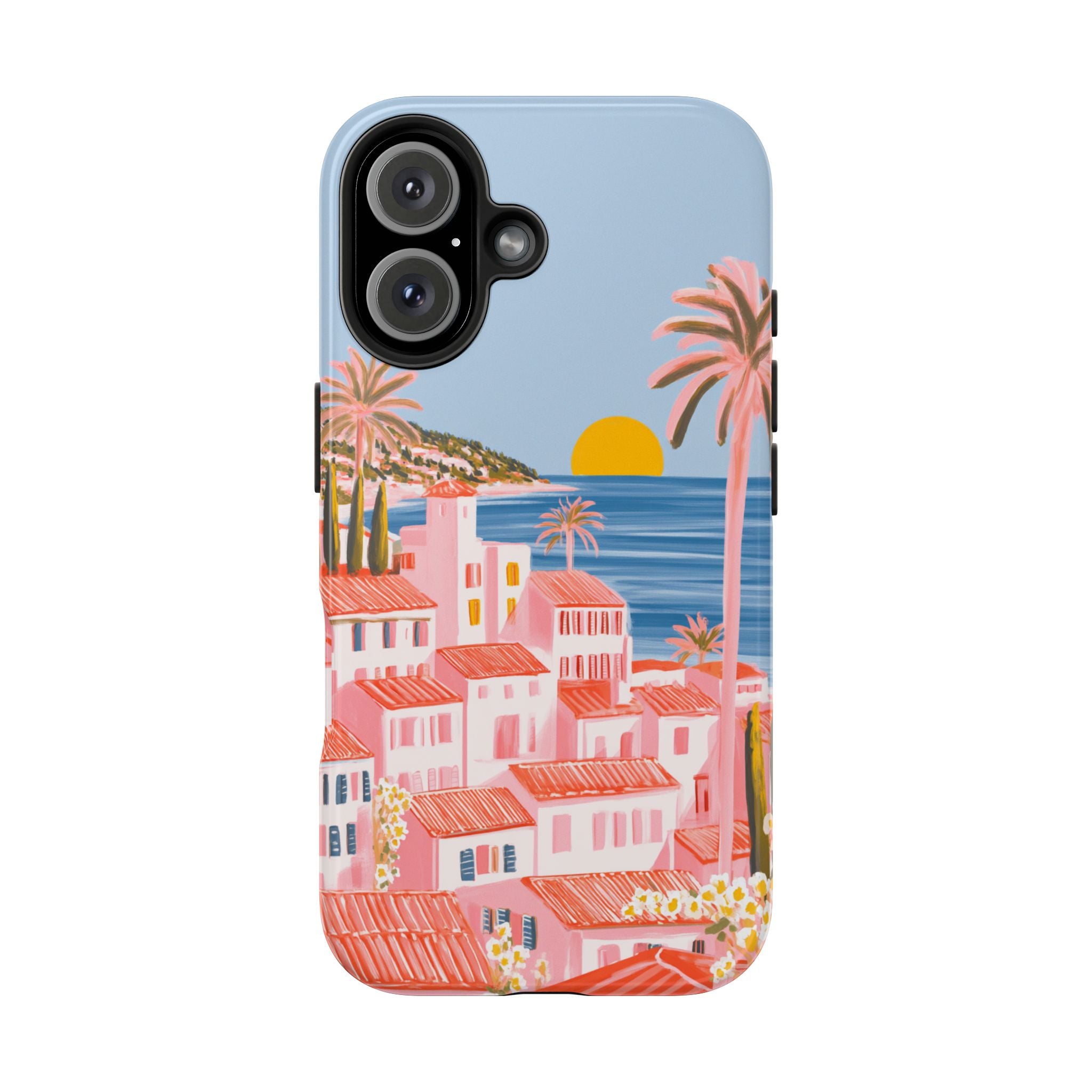 Pink Coastal Sunset Town