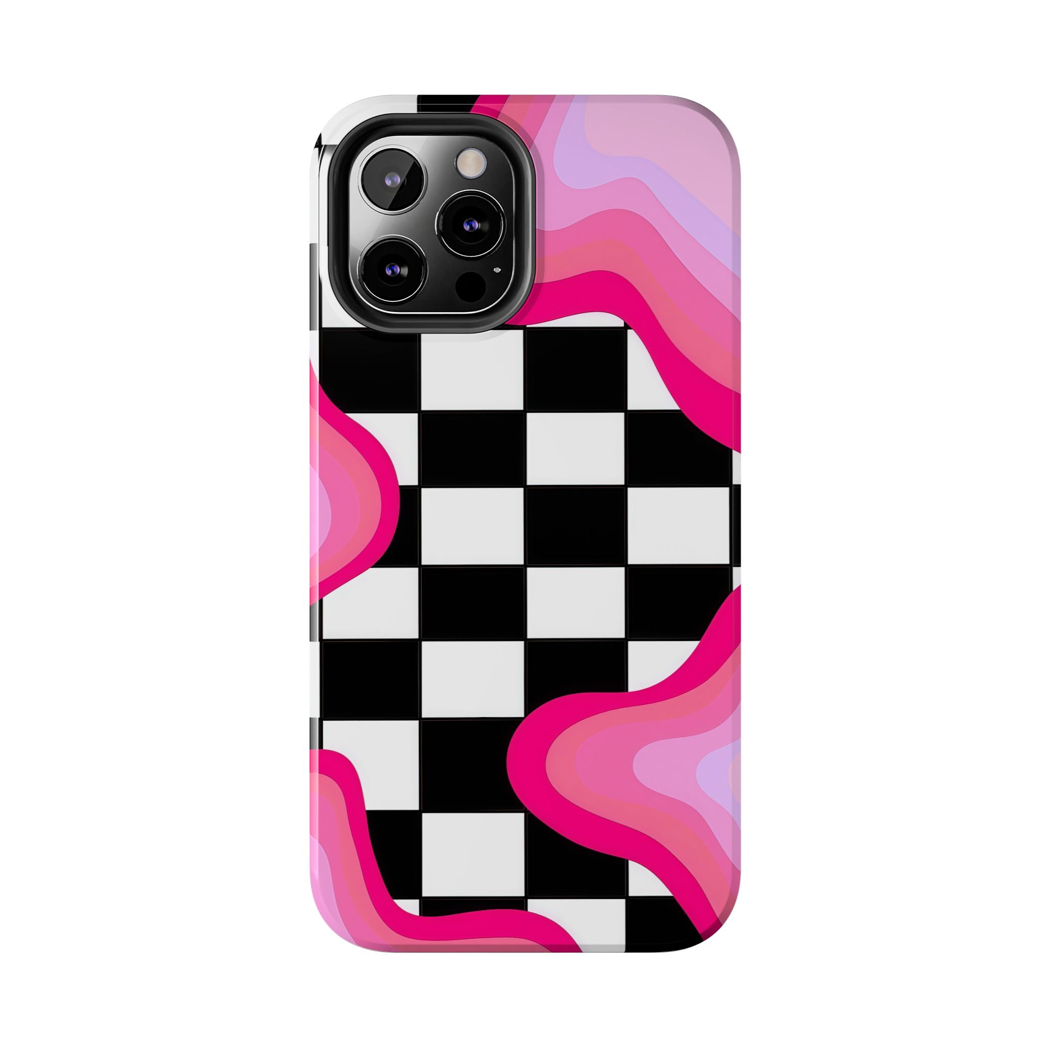 Checkered Pink Retro Wavy
