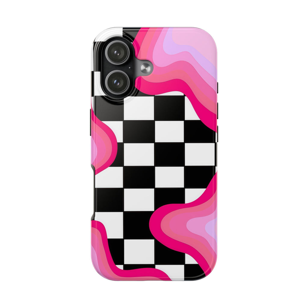 Checkered Pink Retro Wavy