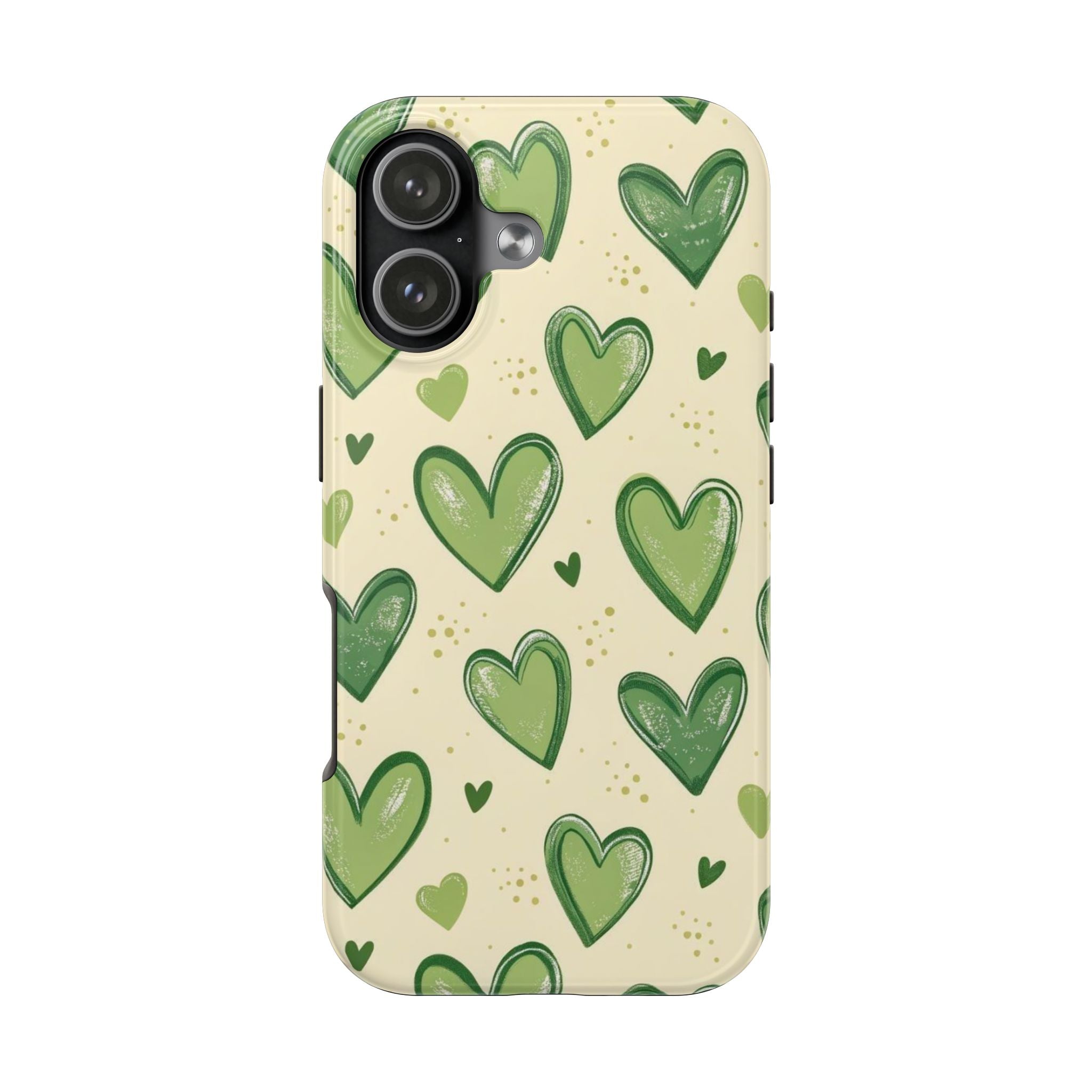 Cute Hand-Drawn Green Hearts