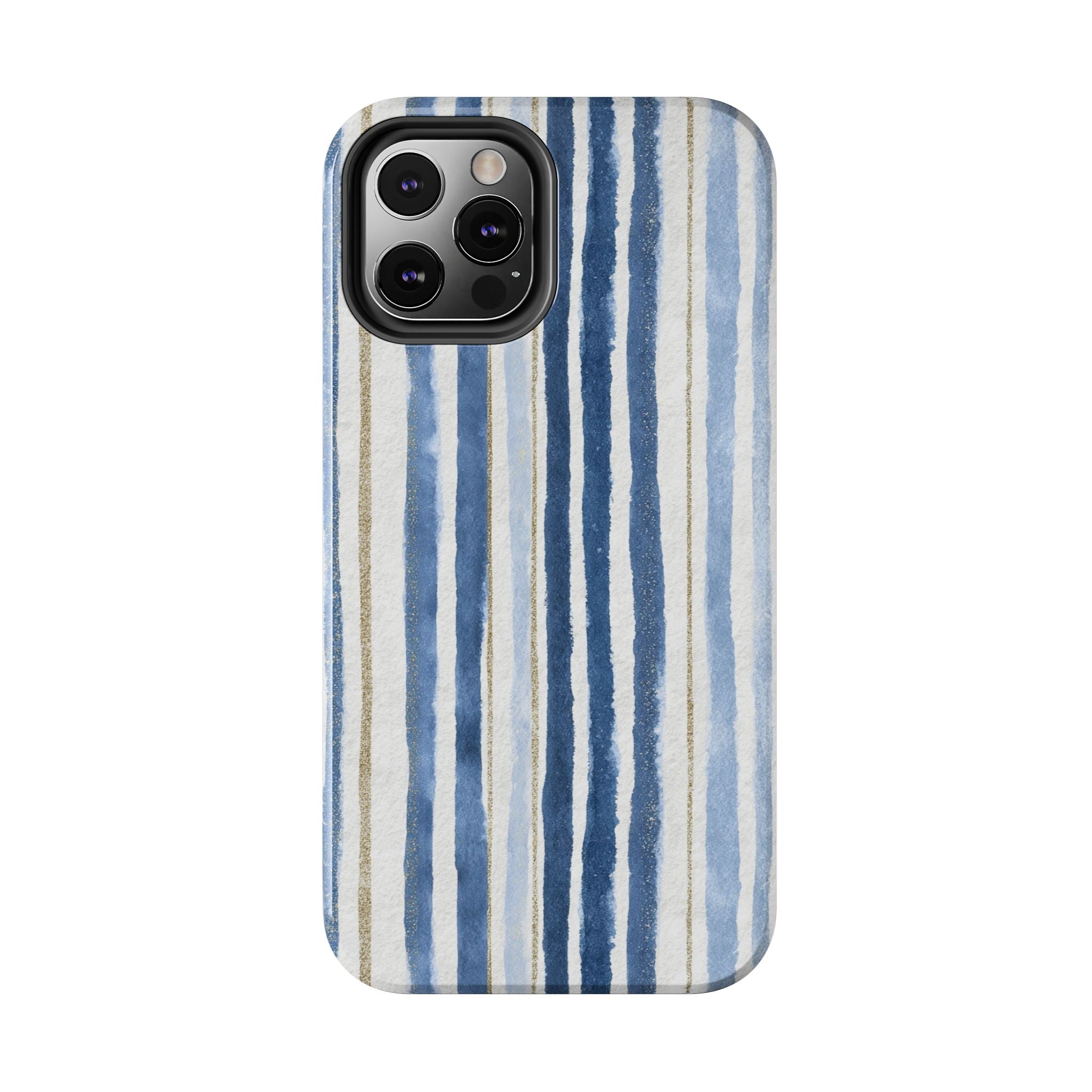 Blue Nautical Watercolor Vertical Stripes