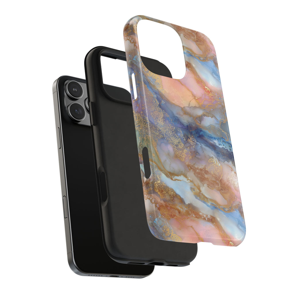 Rose Gold & Blue Abstract Marble