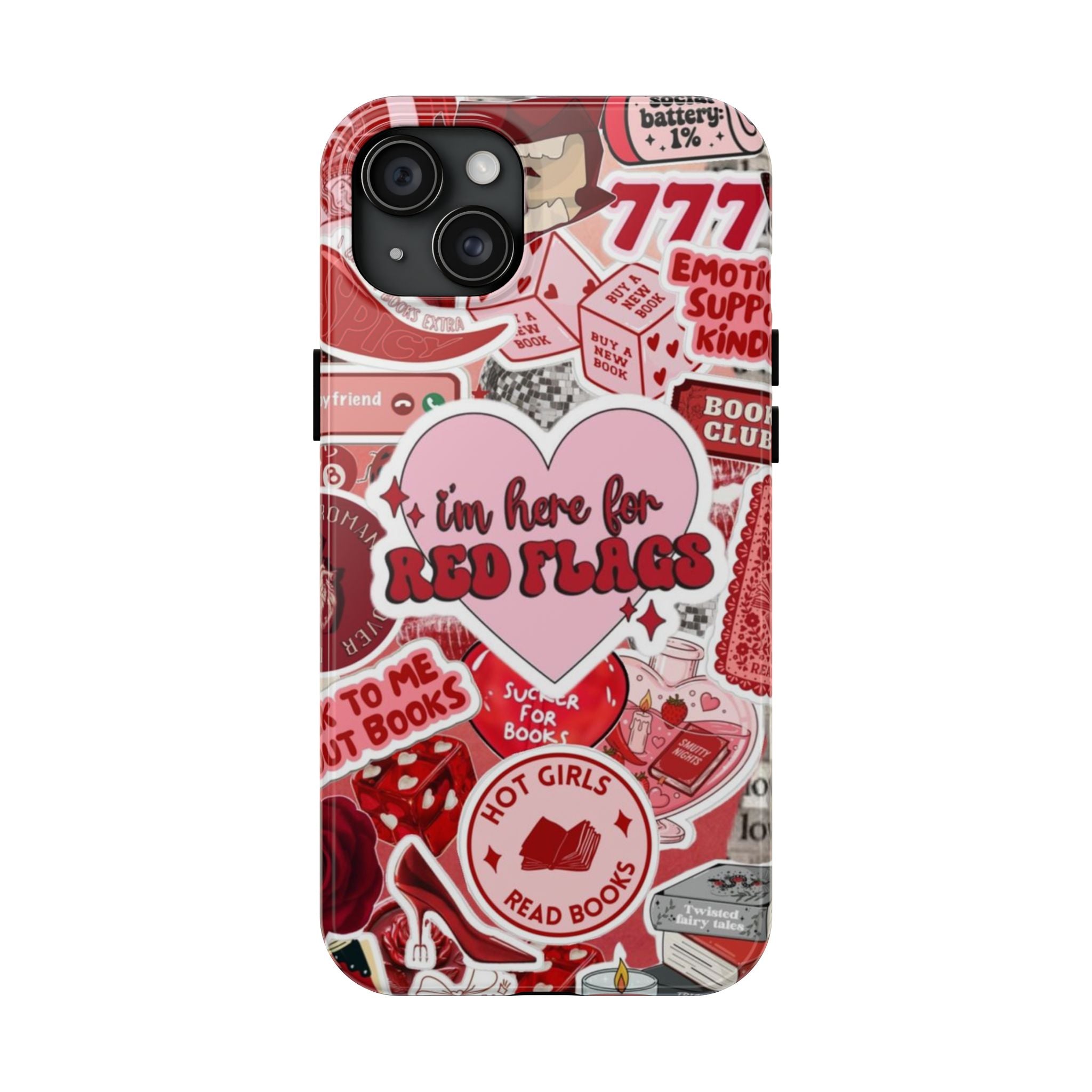 "I’m Here for Red Flags" Red Aesthetic Sticker Collage