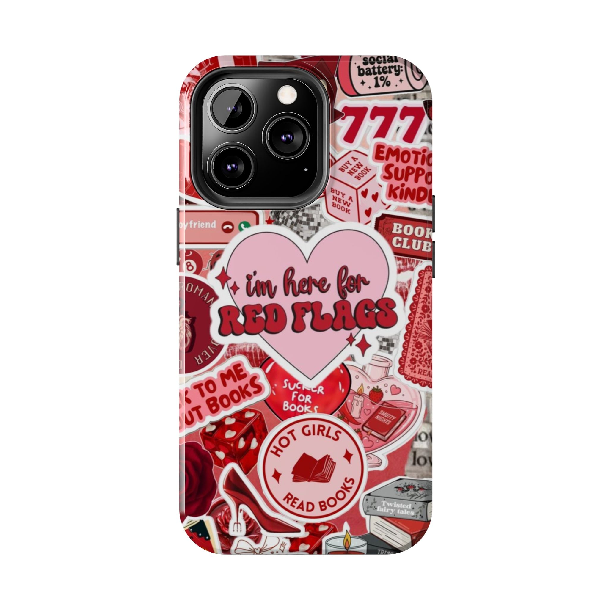 "I’m Here for Red Flags" Red Aesthetic Sticker Collage