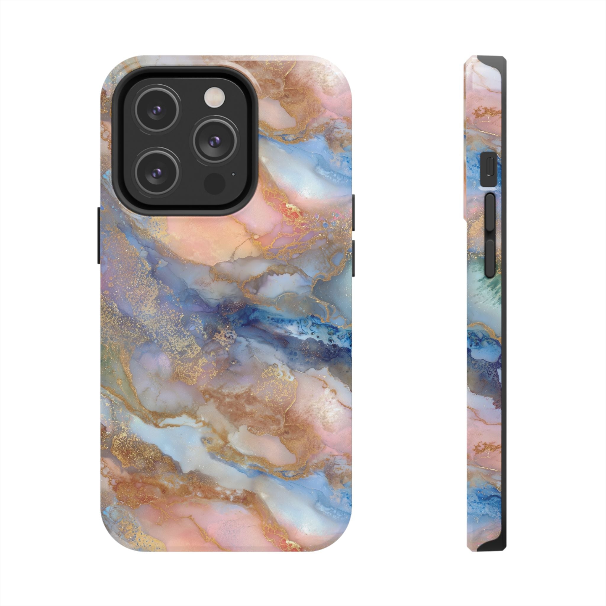 Rose Gold & Blue Abstract Marble