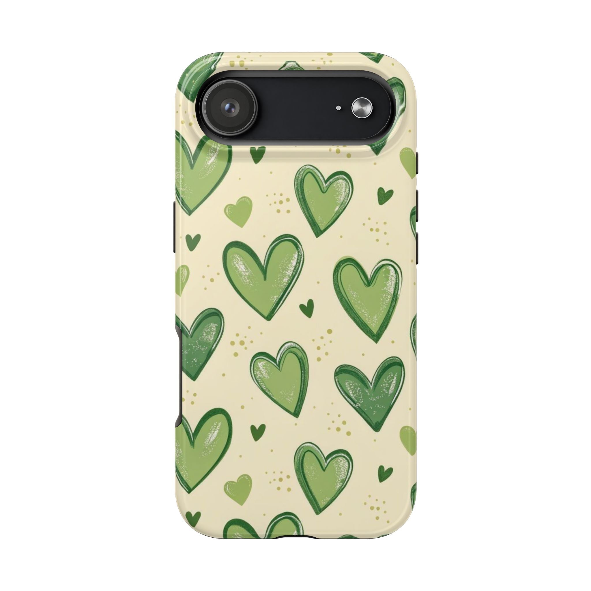 Cute Hand-Drawn Green Hearts