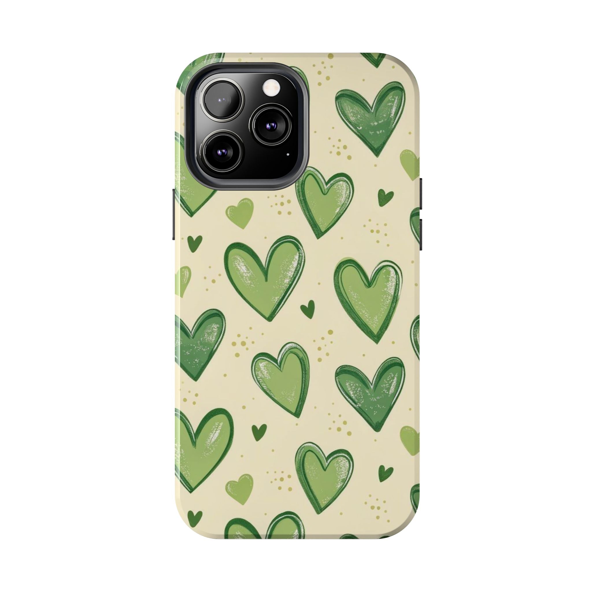 Cute Hand-Drawn Green Hearts