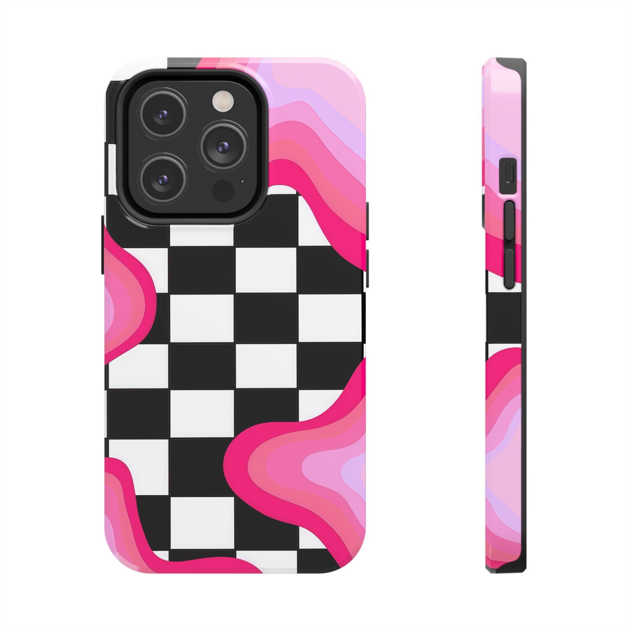 Checkered Pink Retro Wavy