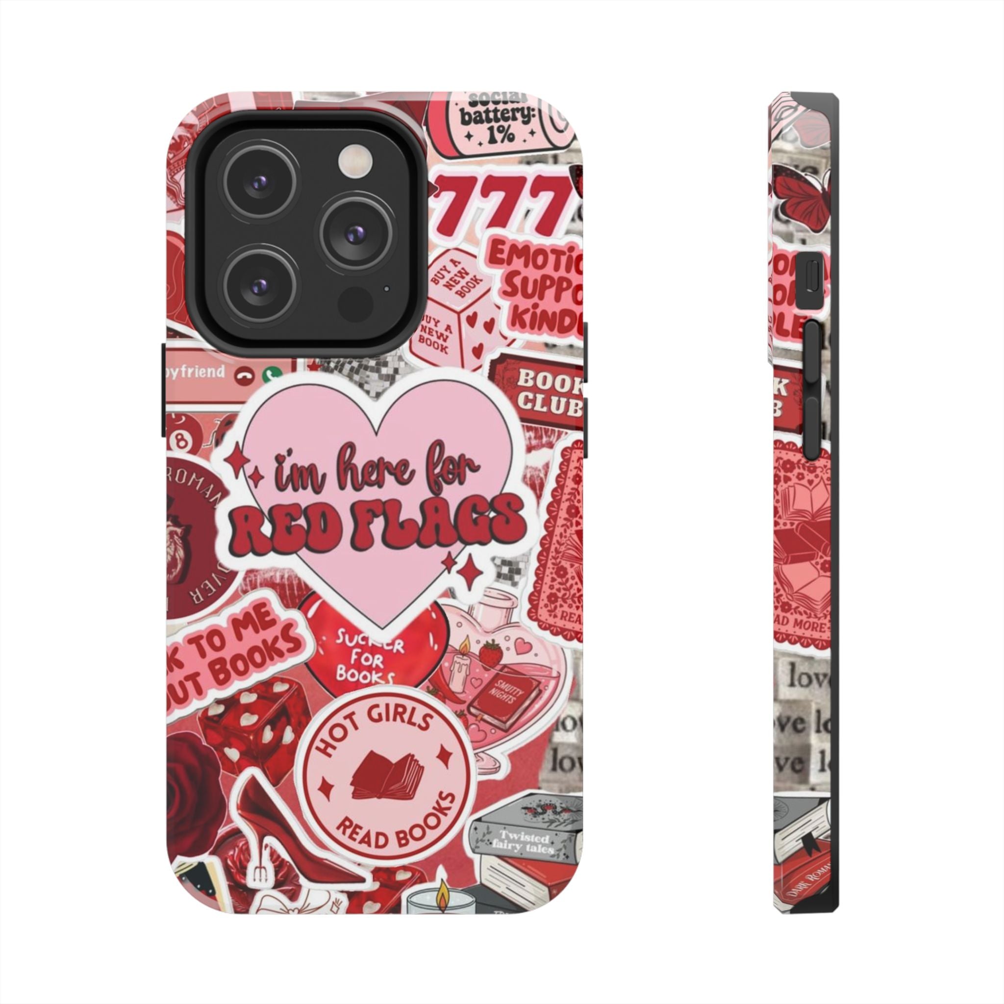 "I’m Here for Red Flags" Red Aesthetic Sticker Collage