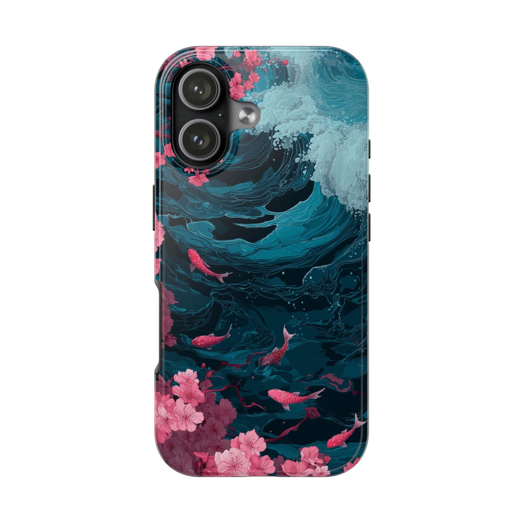 Pink Koi & Ocean Wave