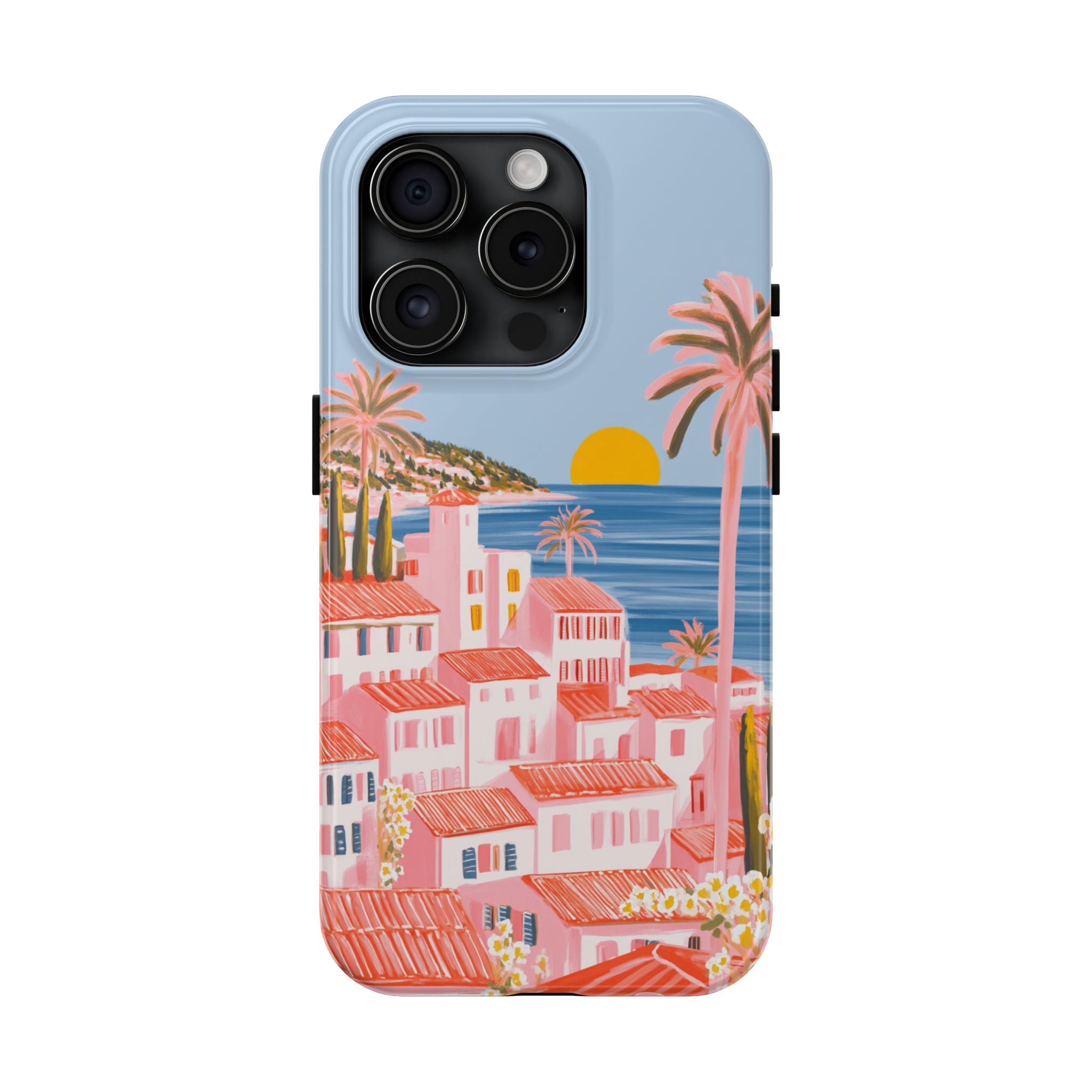 Pink Coastal Sunset Town