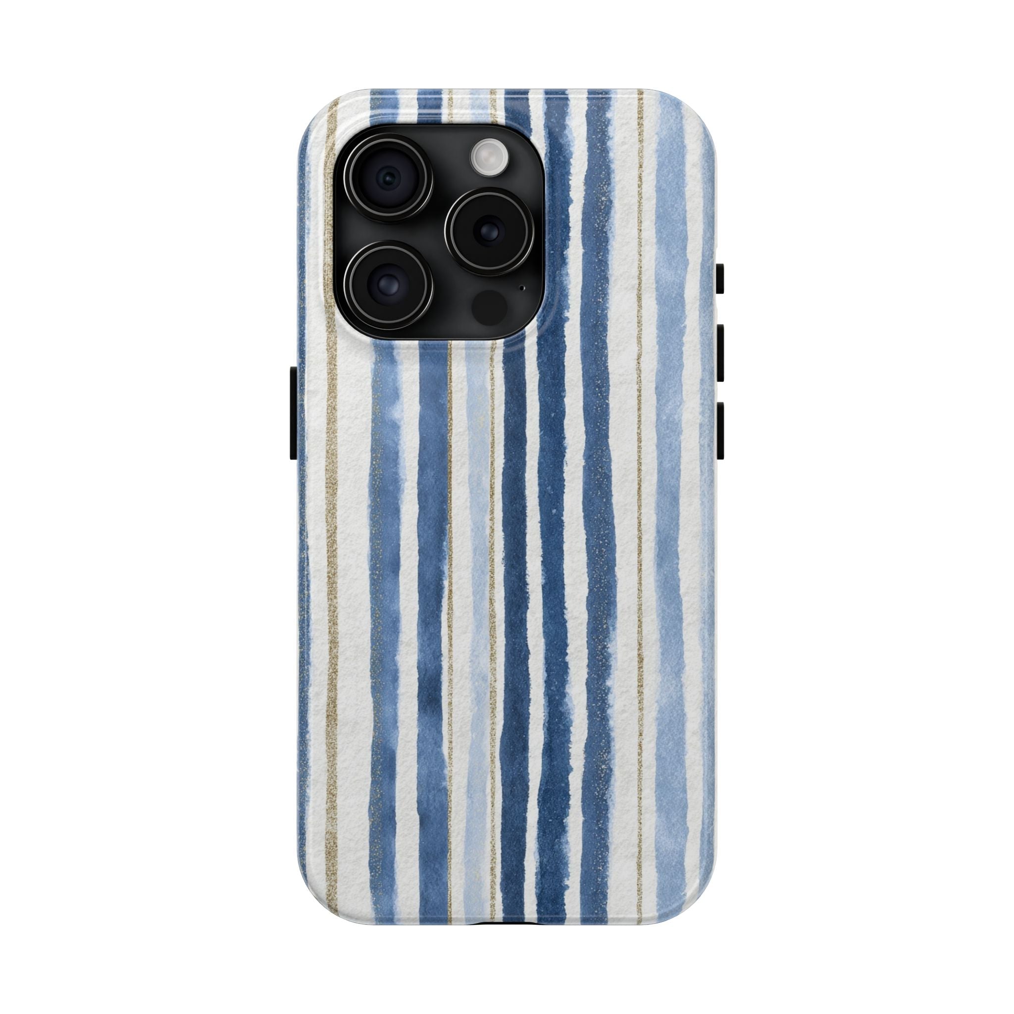 Blue Nautical Watercolor Vertical Stripes