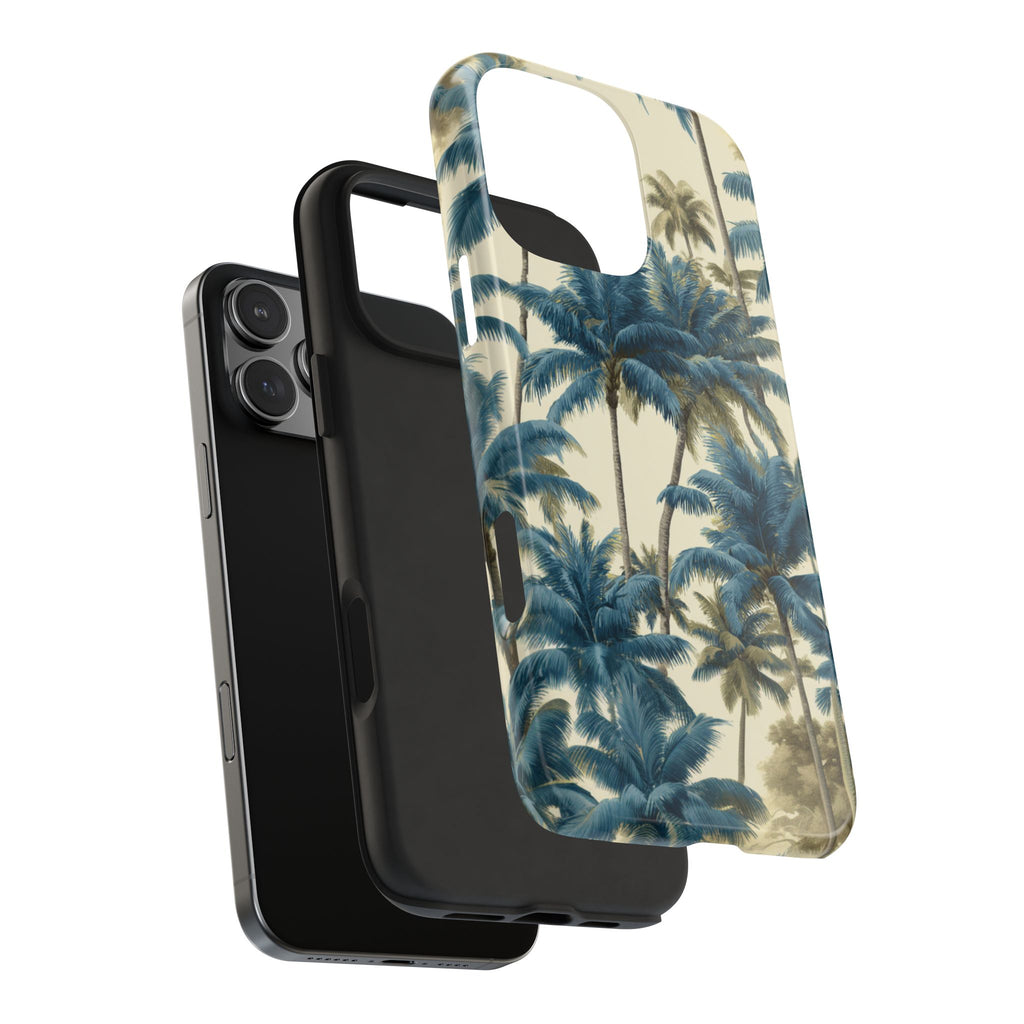 Blue Vintage Tropical Palm