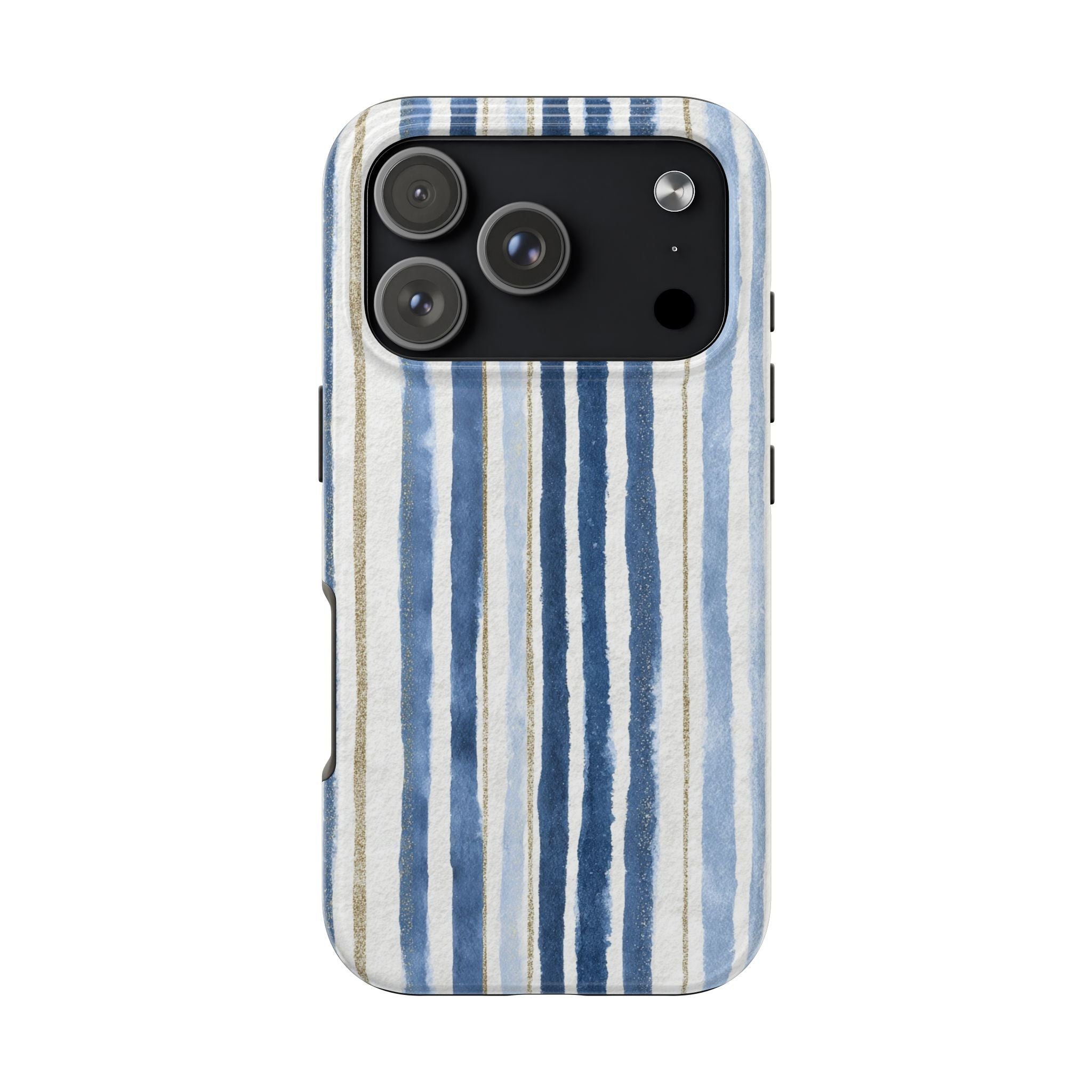 Blue Nautical Watercolor Vertical Stripes