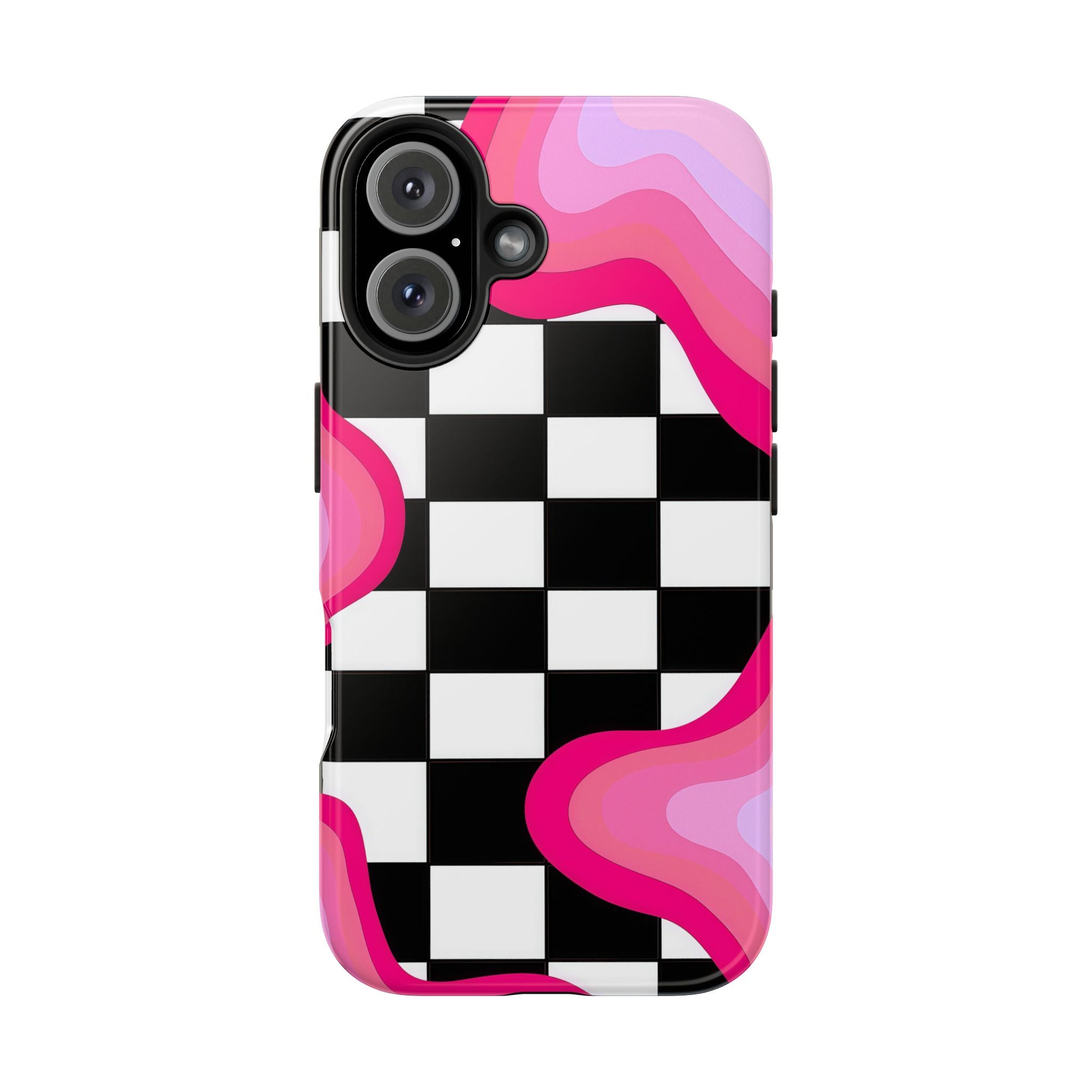 Checkered Pink Retro Wavy
