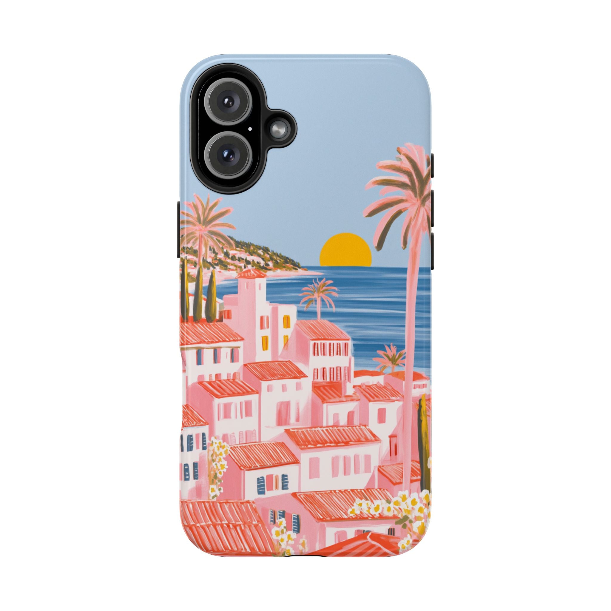 Pink Coastal Sunset Town