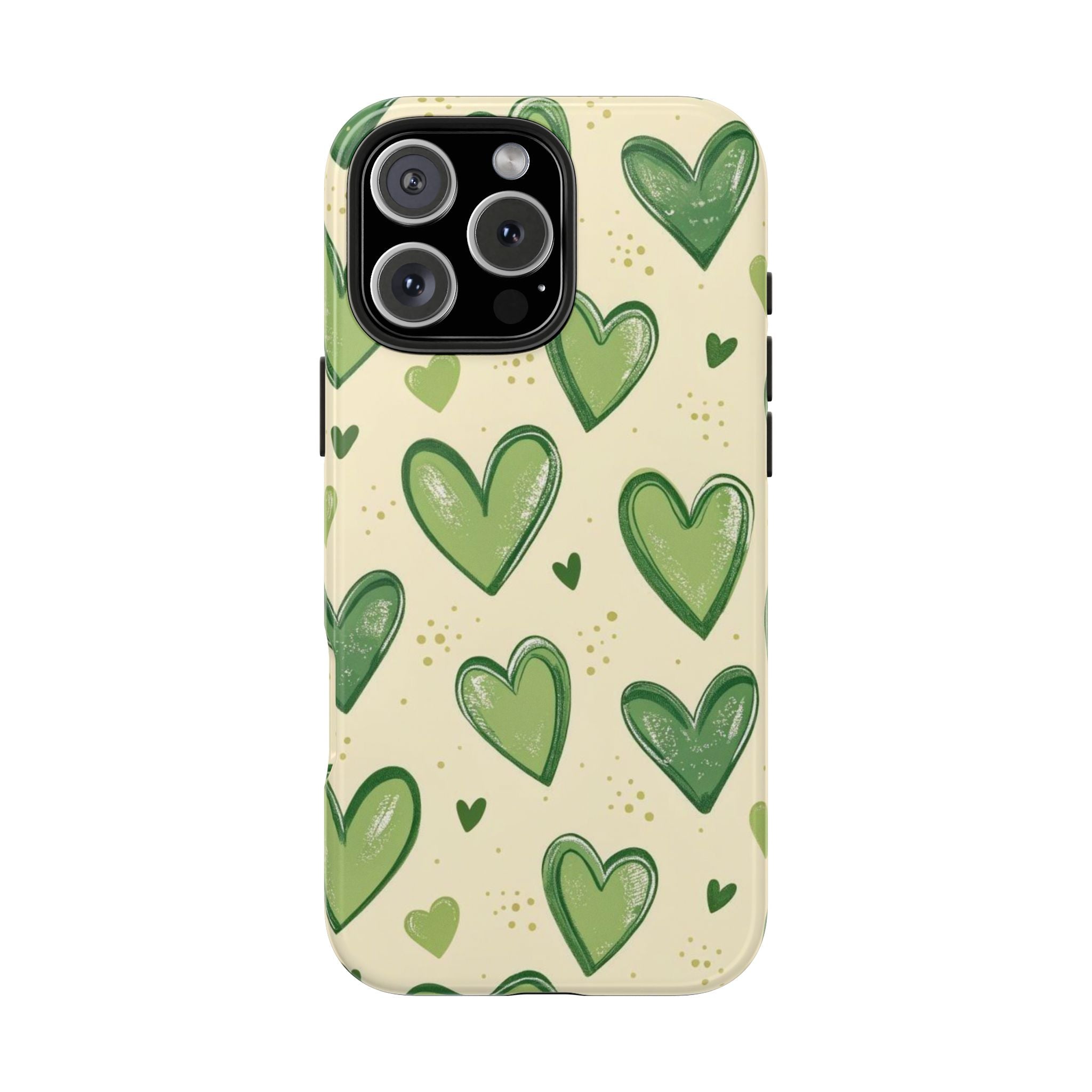 Cute Hand-Drawn Green Hearts