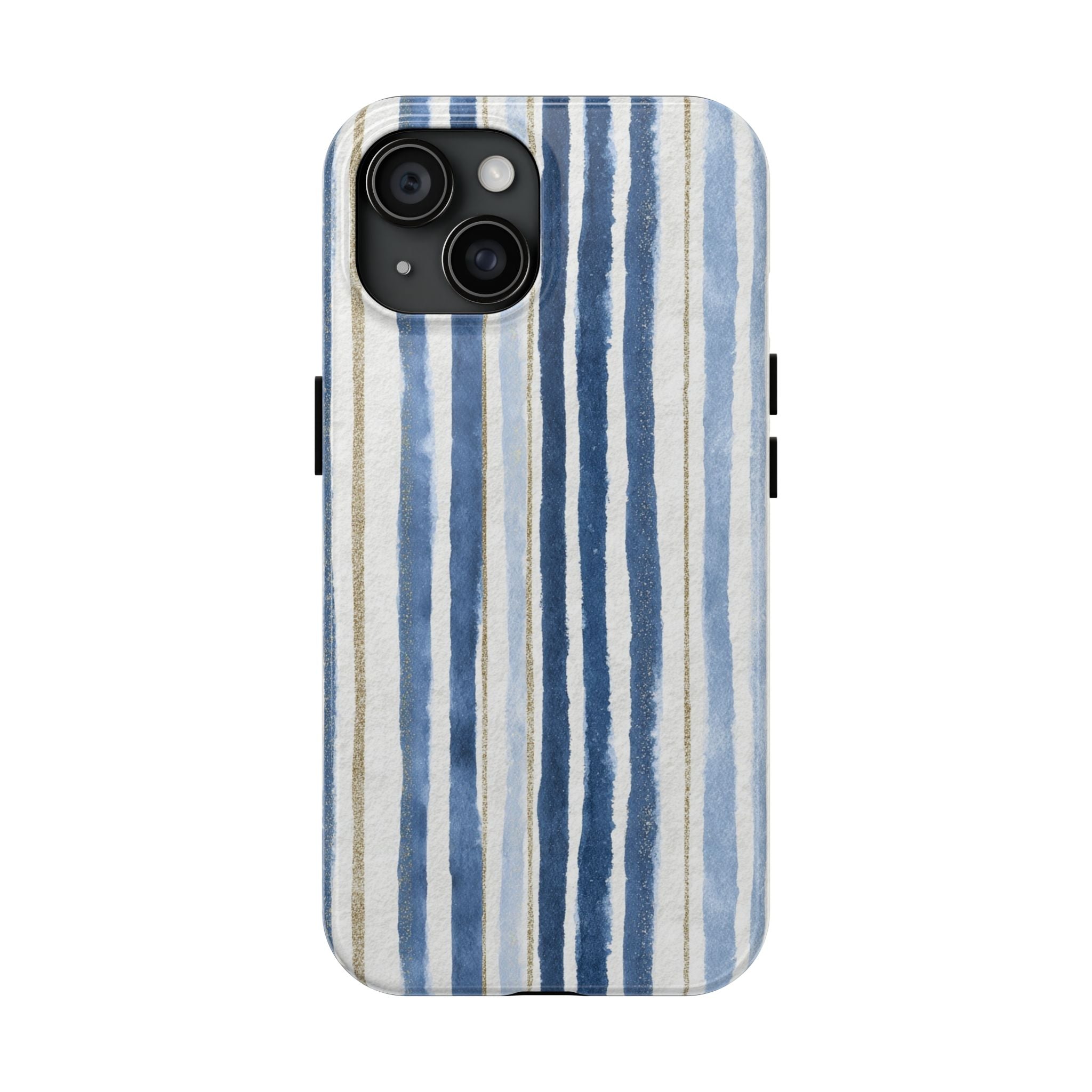 Blue Nautical Watercolor Vertical Stripes