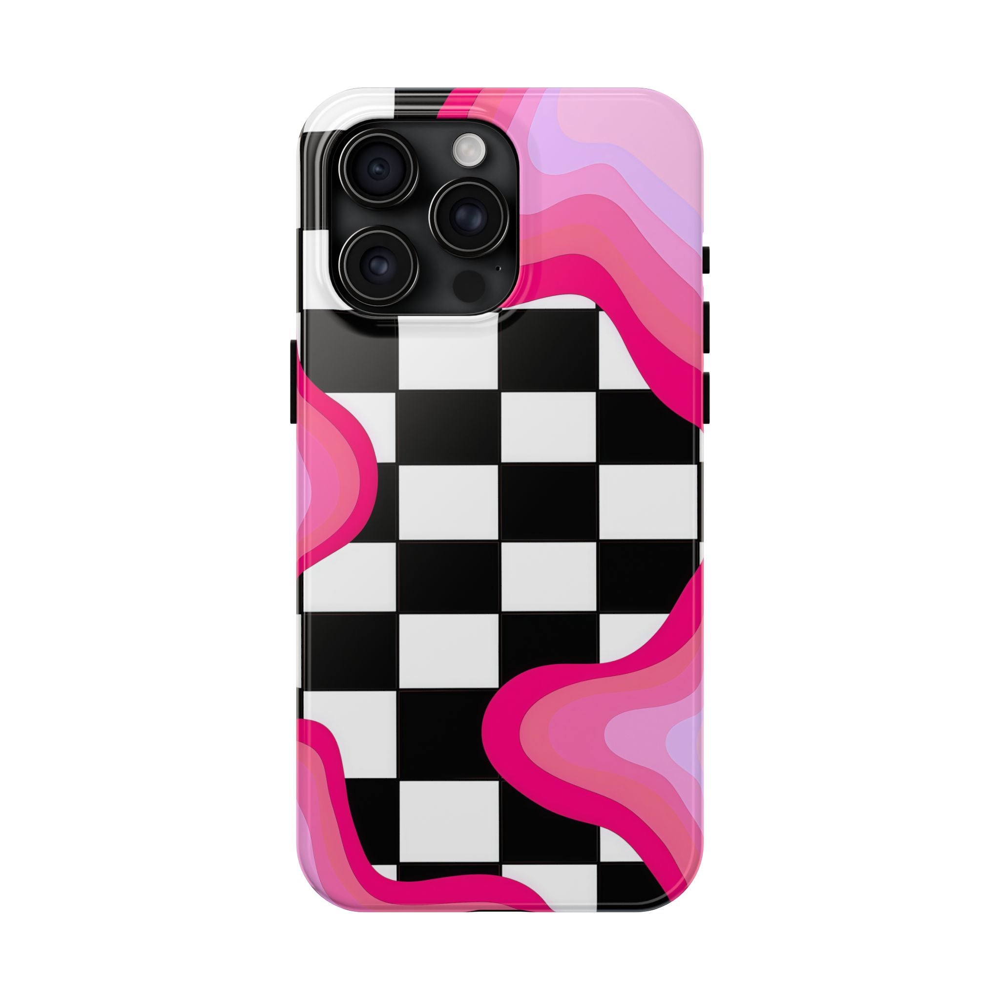 Checkered Pink Retro Wavy