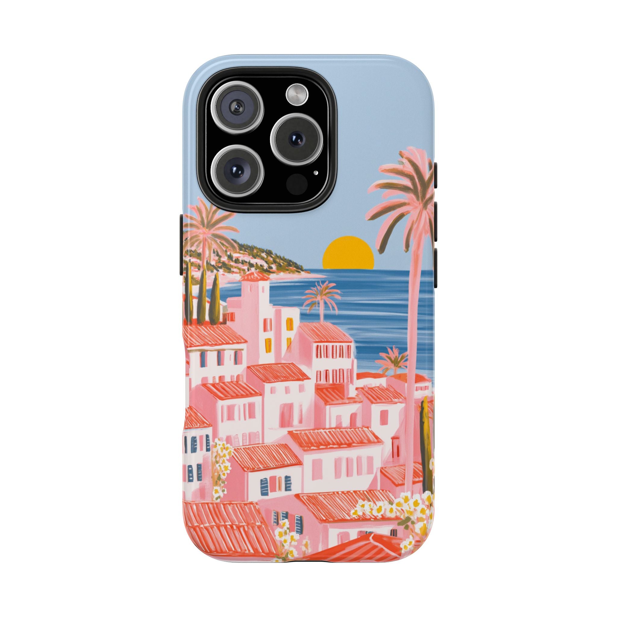 Pink Coastal Sunset Town
