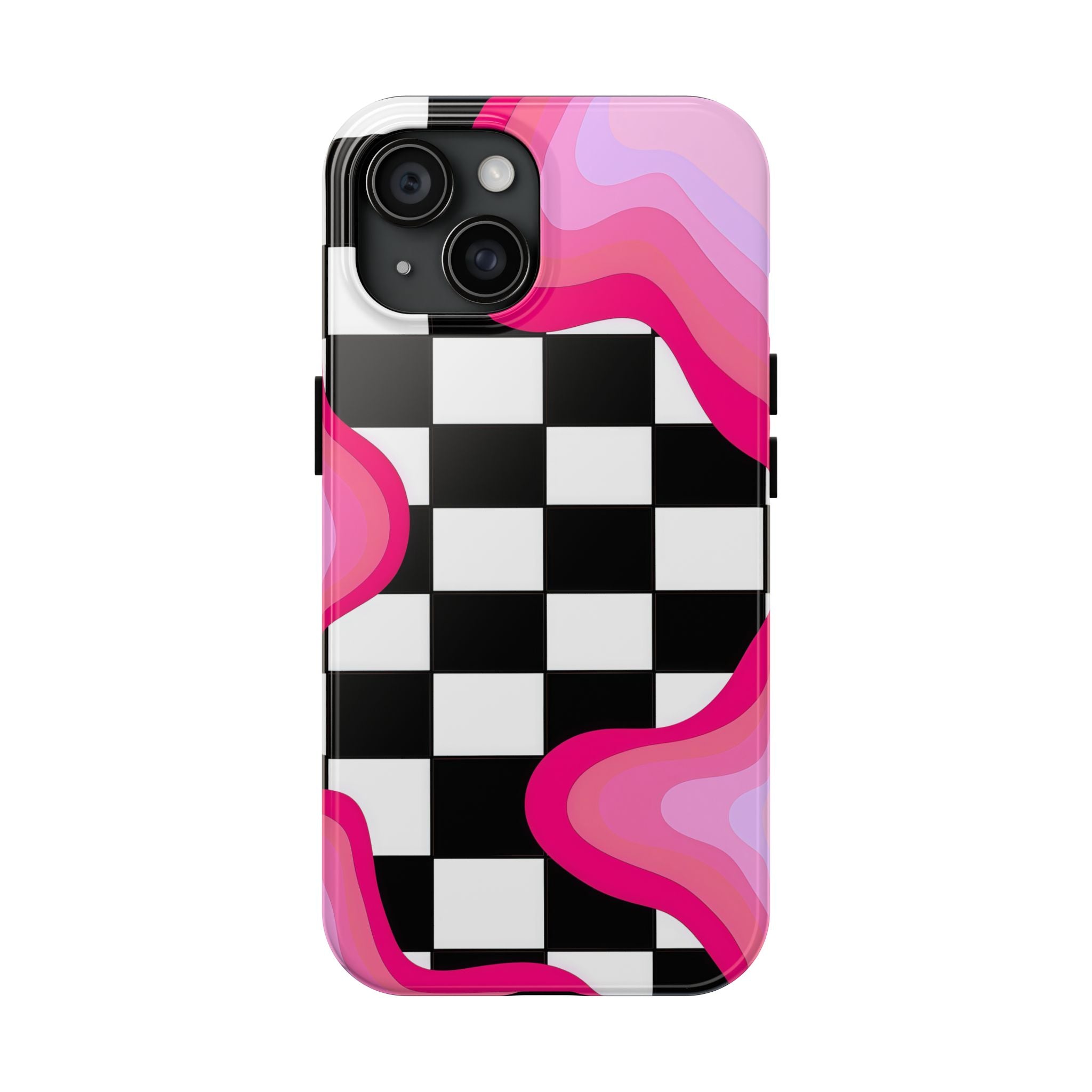 Checkered Pink Retro Wavy
