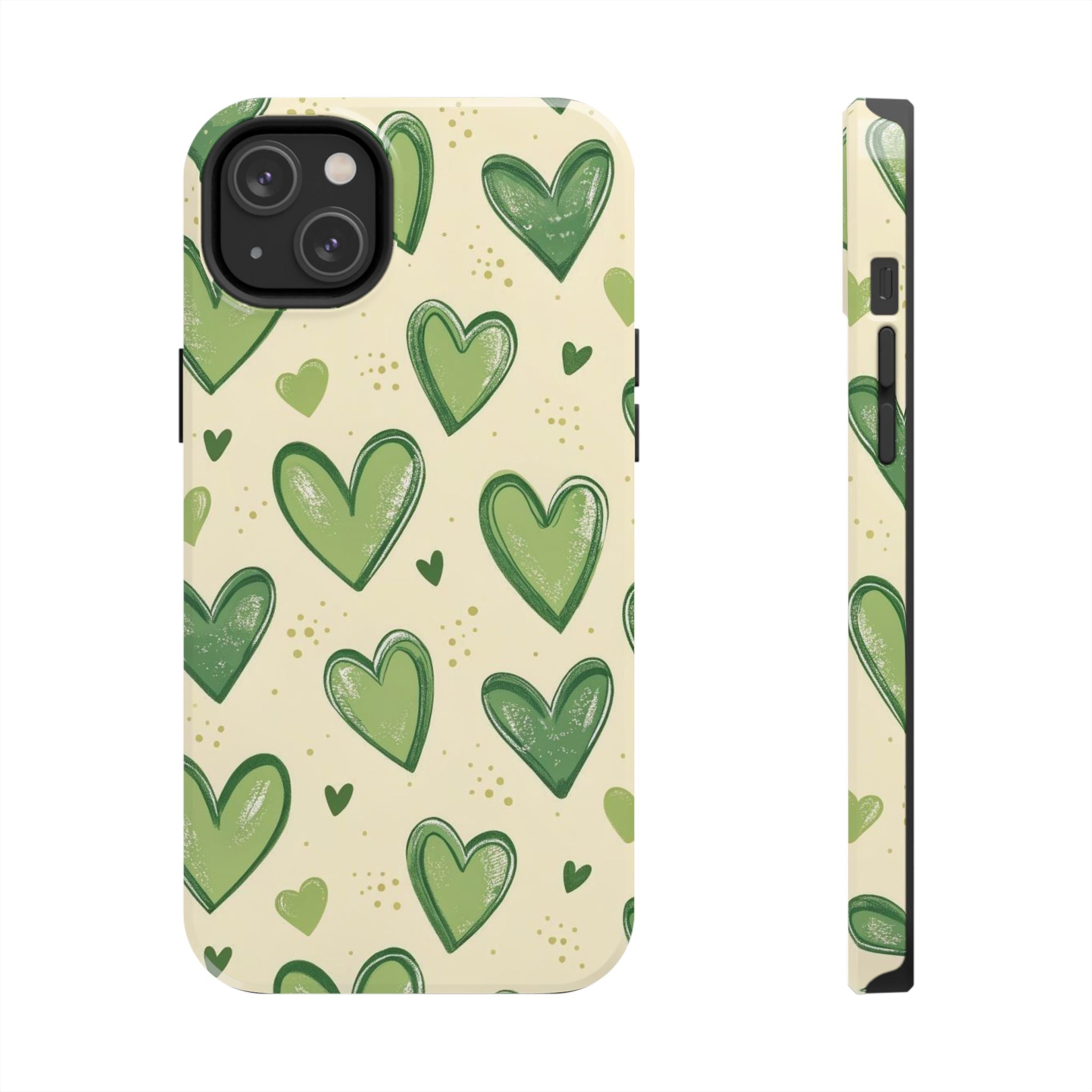 Cute Hand-Drawn Green Hearts