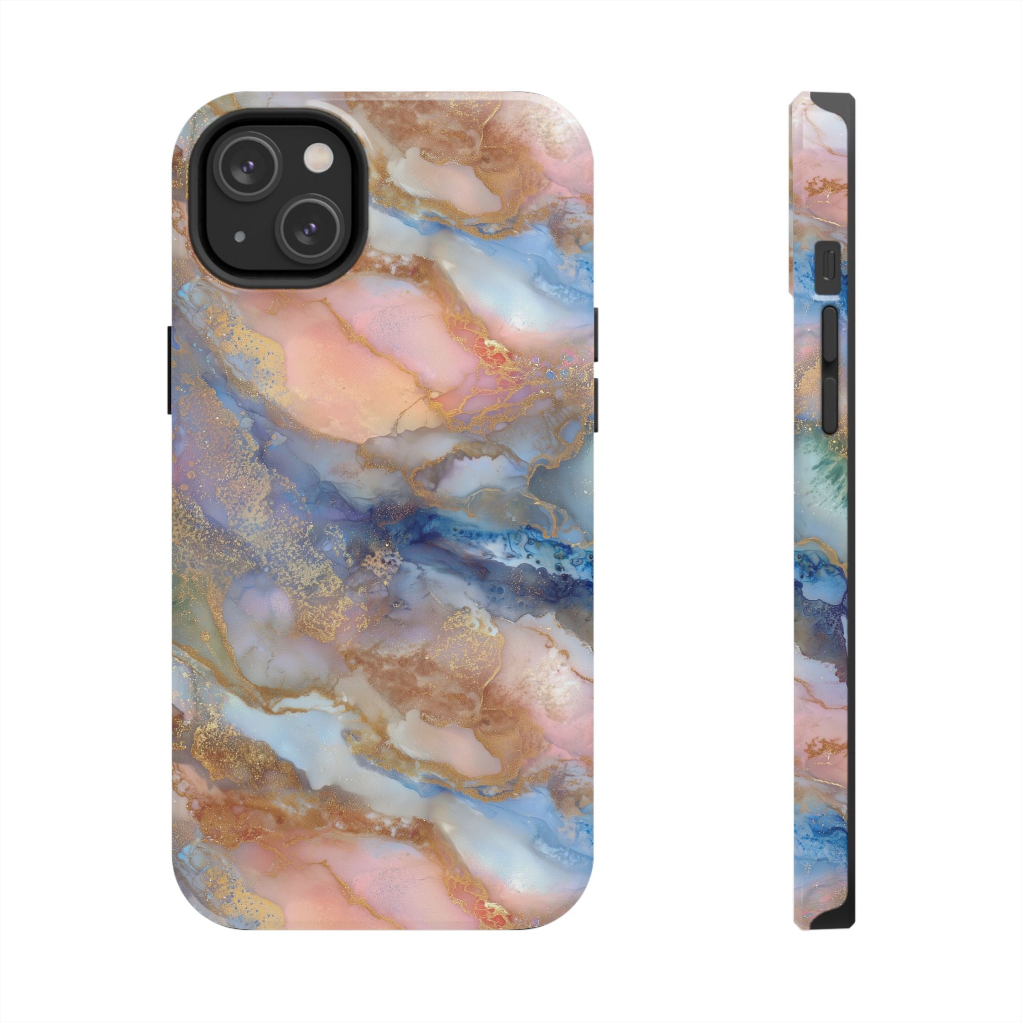 Rose Gold & Blue Abstract Marble