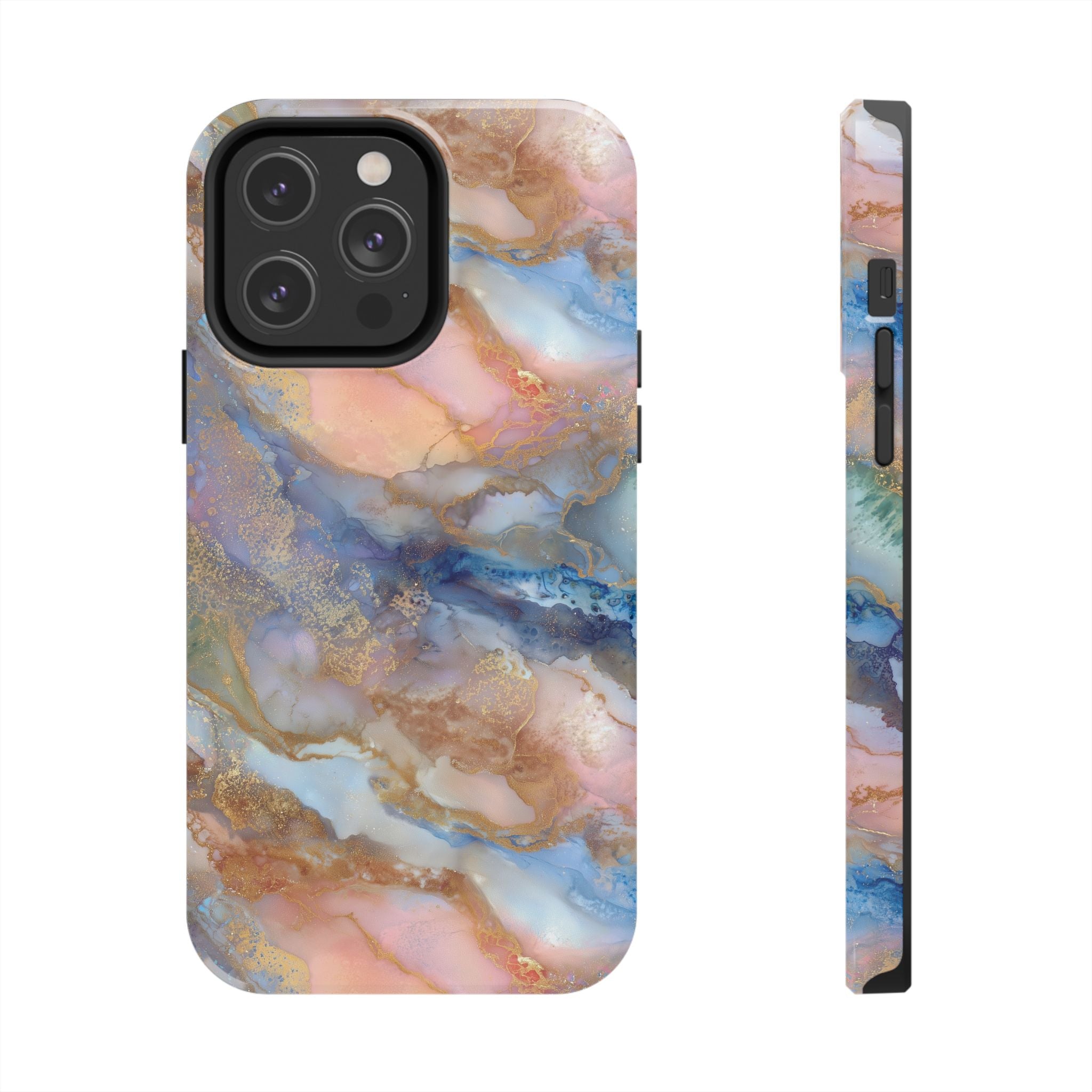 Rose Gold & Blue Abstract Marble