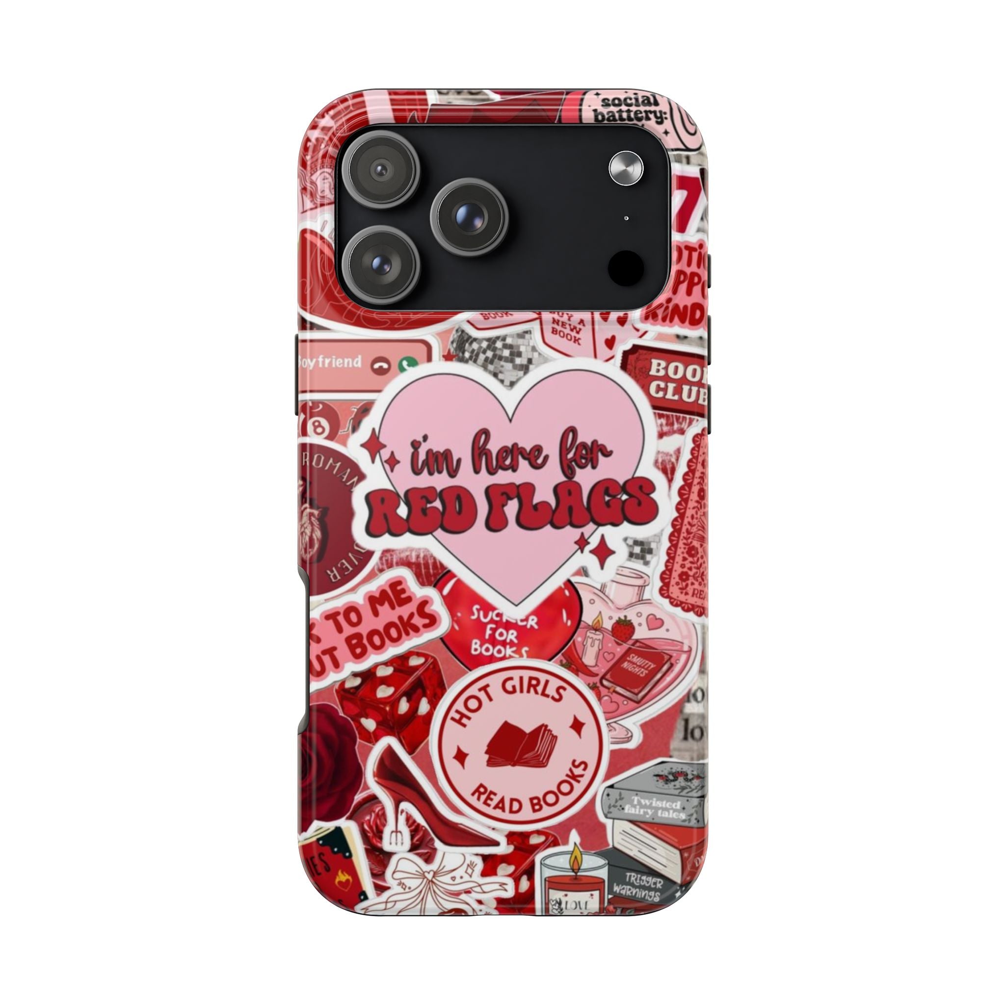 "I’m Here for Red Flags" Red Aesthetic Sticker Collage
