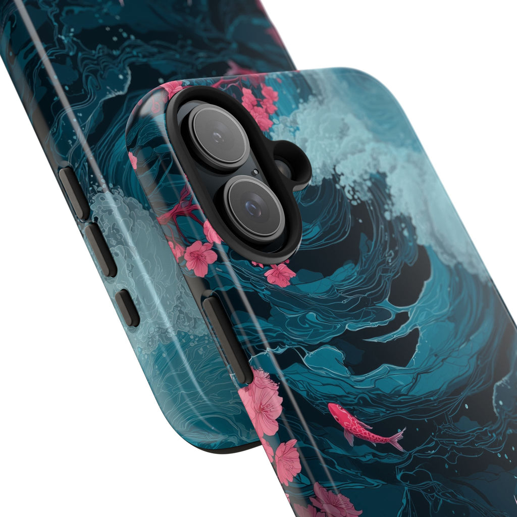 Pink Koi & Ocean Wave