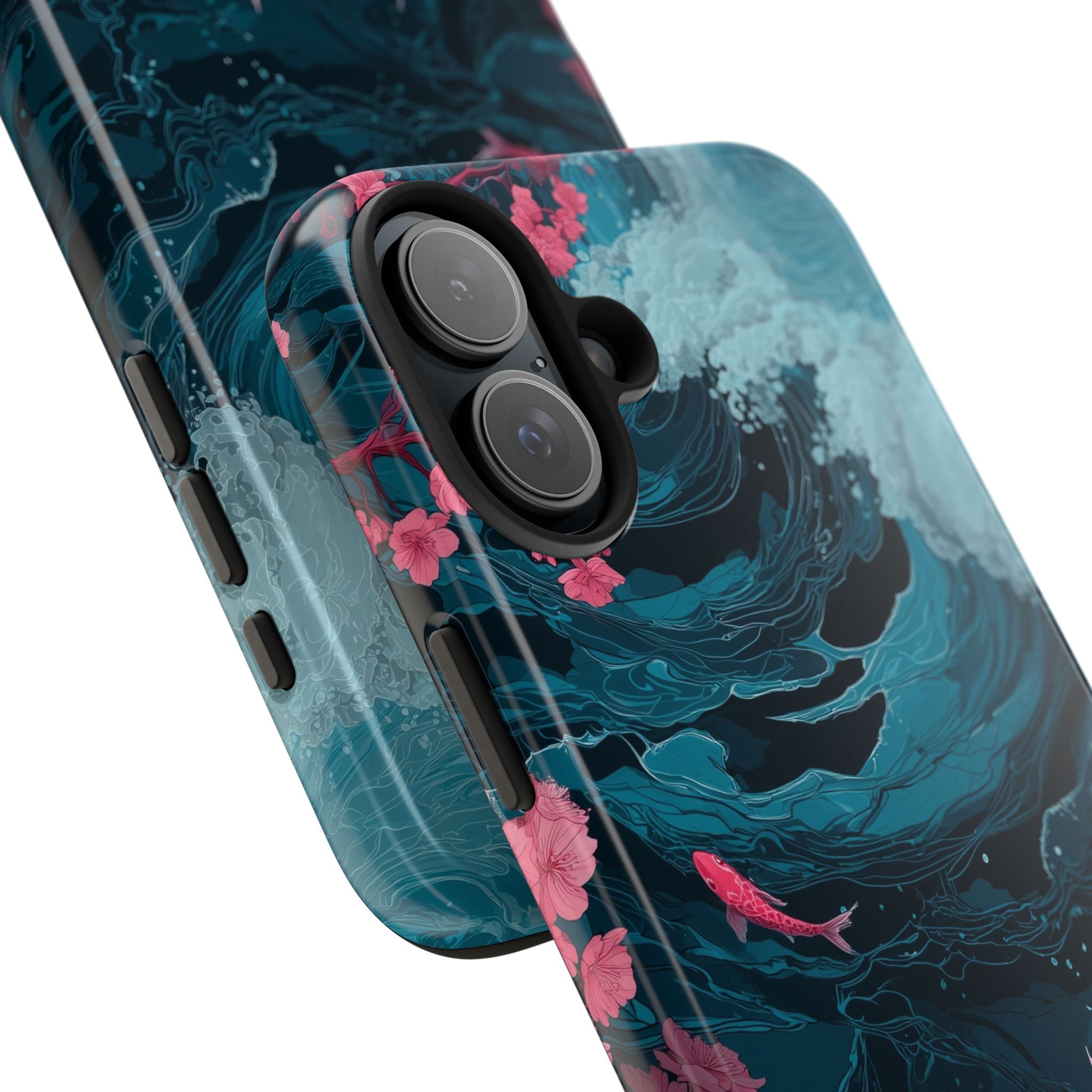 Pink Koi & Ocean Wave
