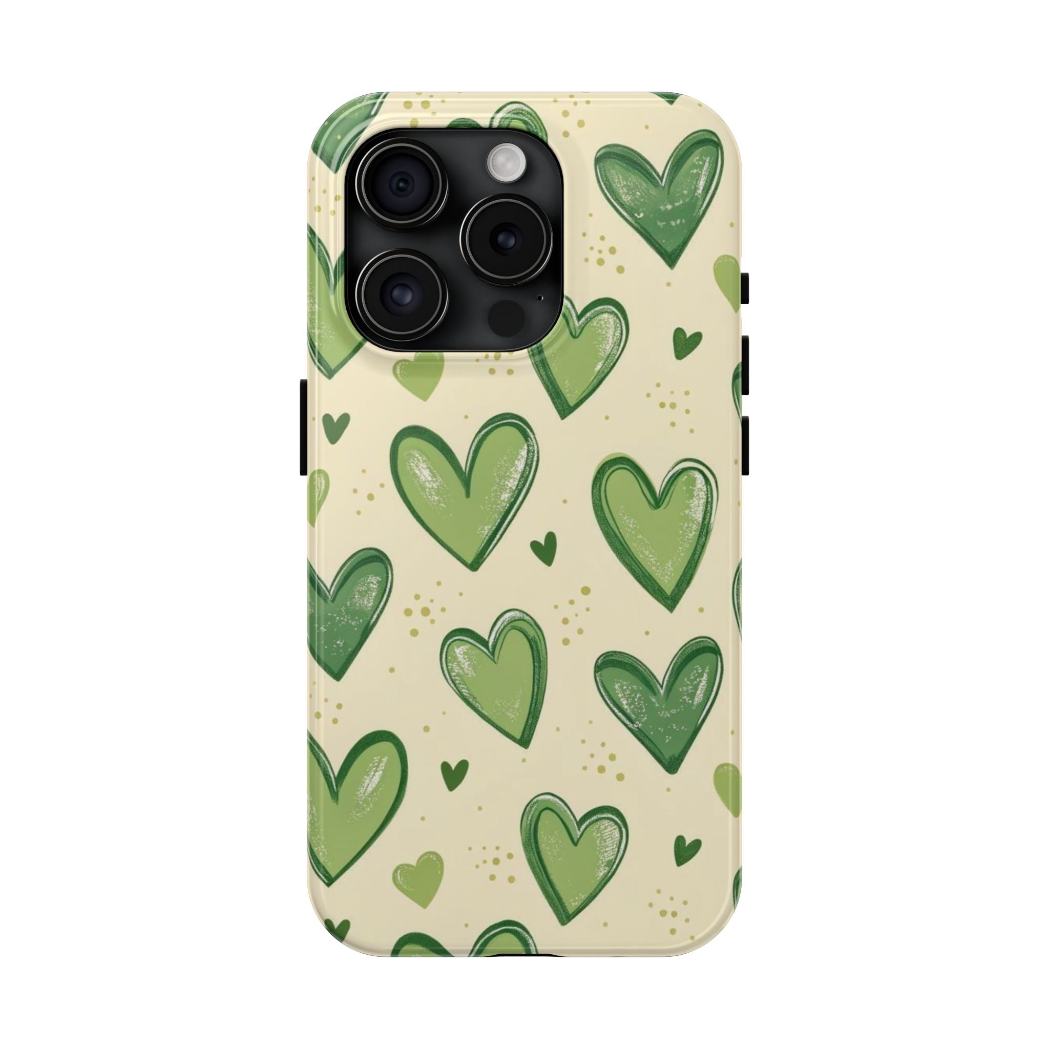 Cute Hand-Drawn Green Hearts
