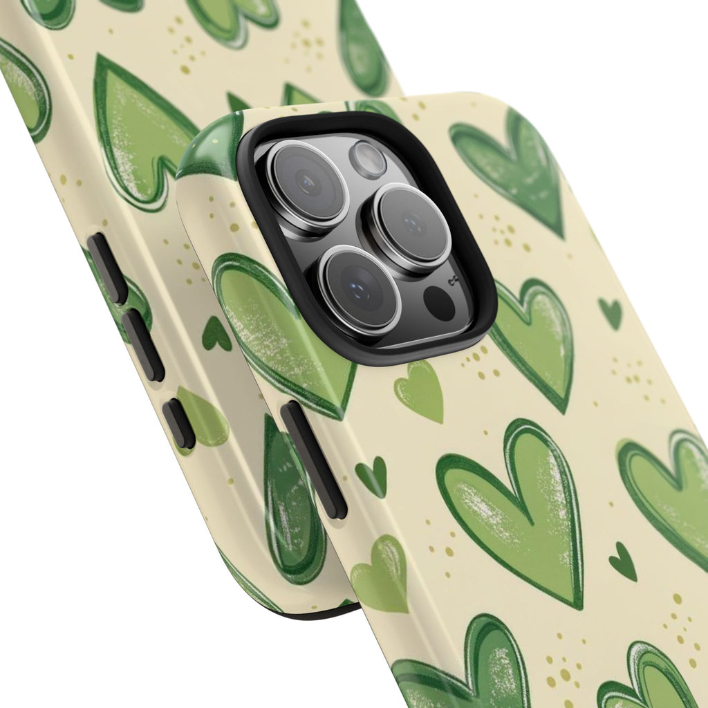 Cute Hand-Drawn Green Hearts